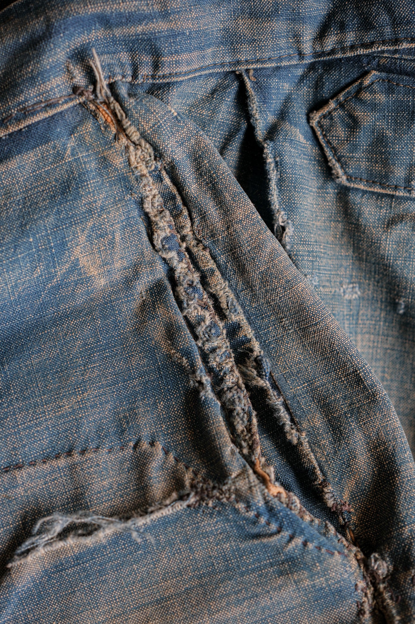 【~30's】French Vintage Indigo Metis Work Pants "Patchwork"