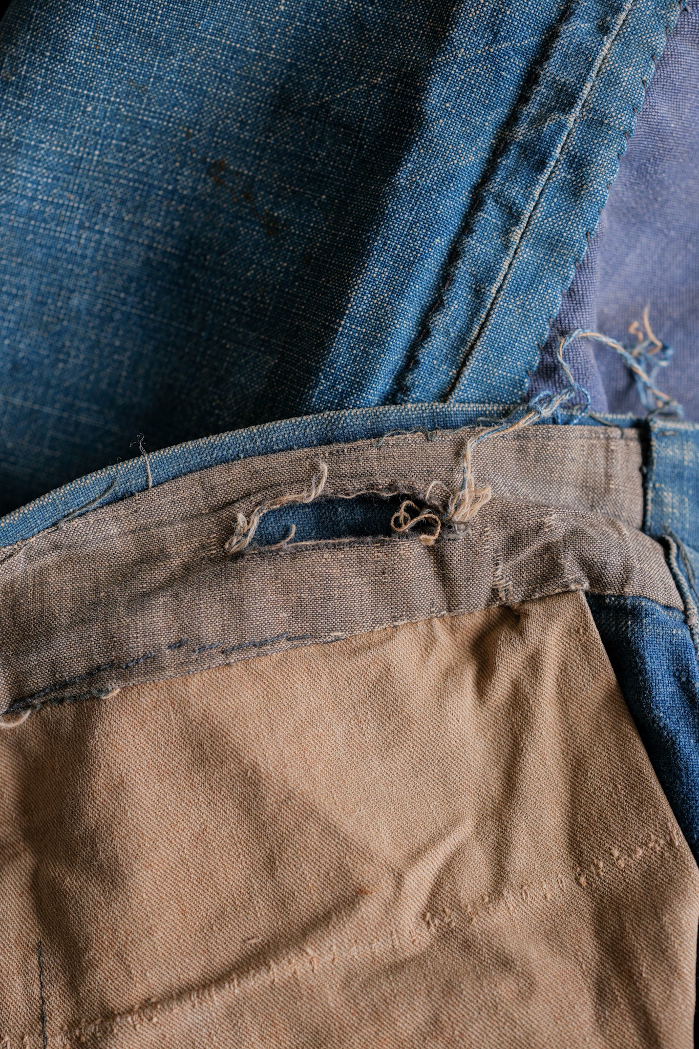 【~30's】French Vintage Indigo Metis Work Pants "Patchwork"