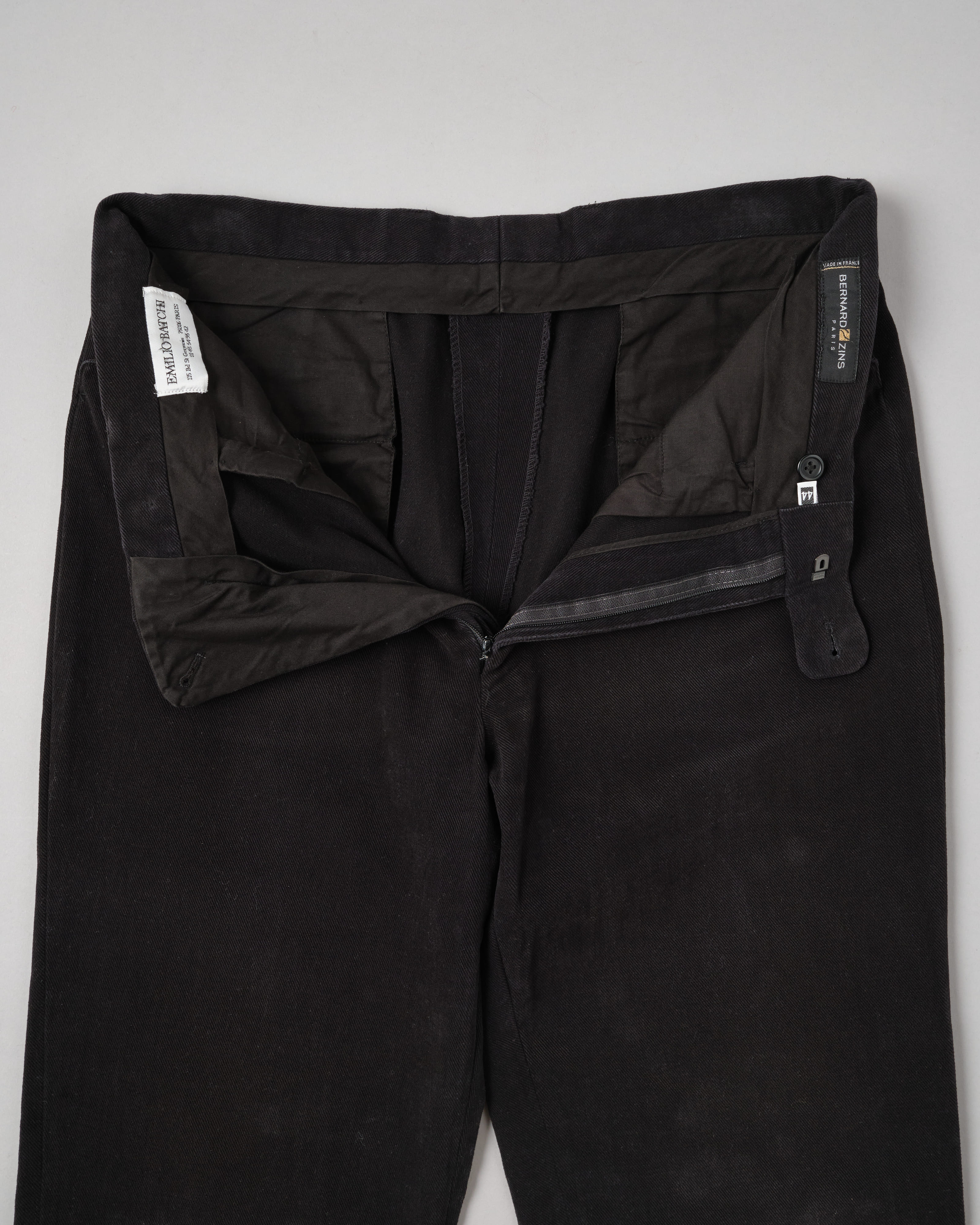 【~90’s】Old BERNARD ZINS Black Cotton Twill Trousers Size.44 "EMILIO BATCHI 別注"