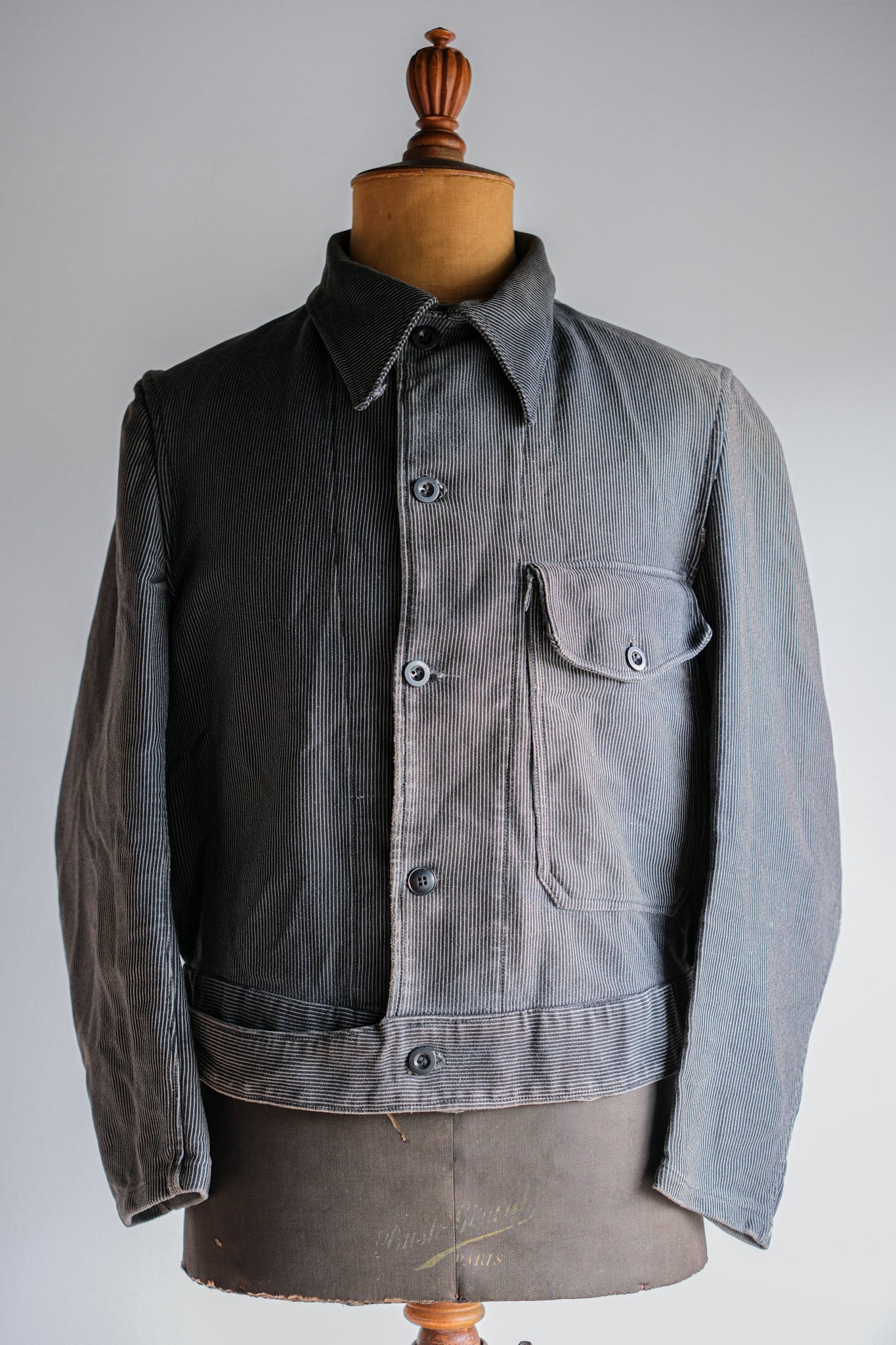 【~40's】Belgium Vintage Printed Moleskin Prisoner Jacket