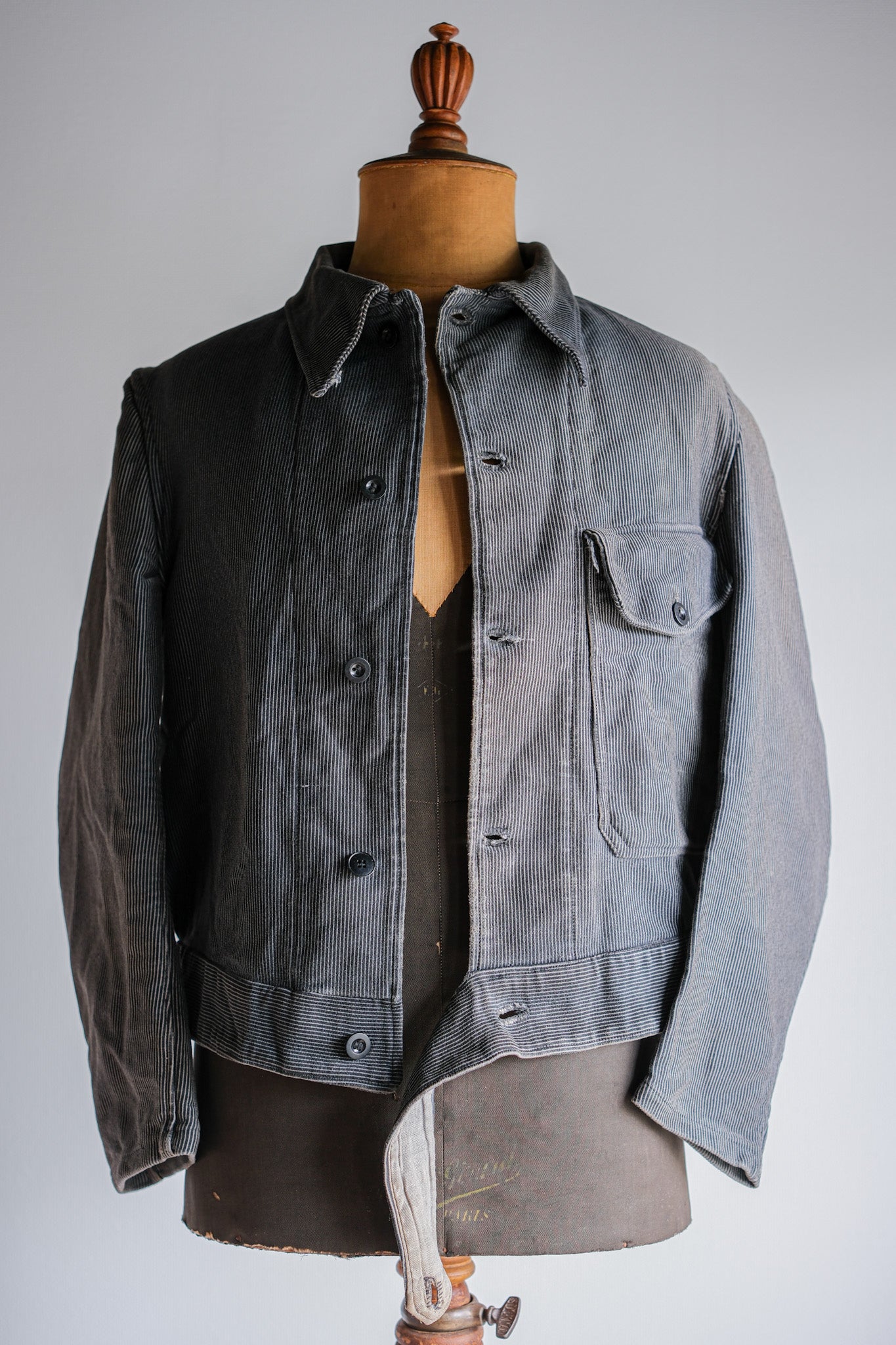 【~40's】Belgium Vintage Printed Moleskin Prisoner Jacket