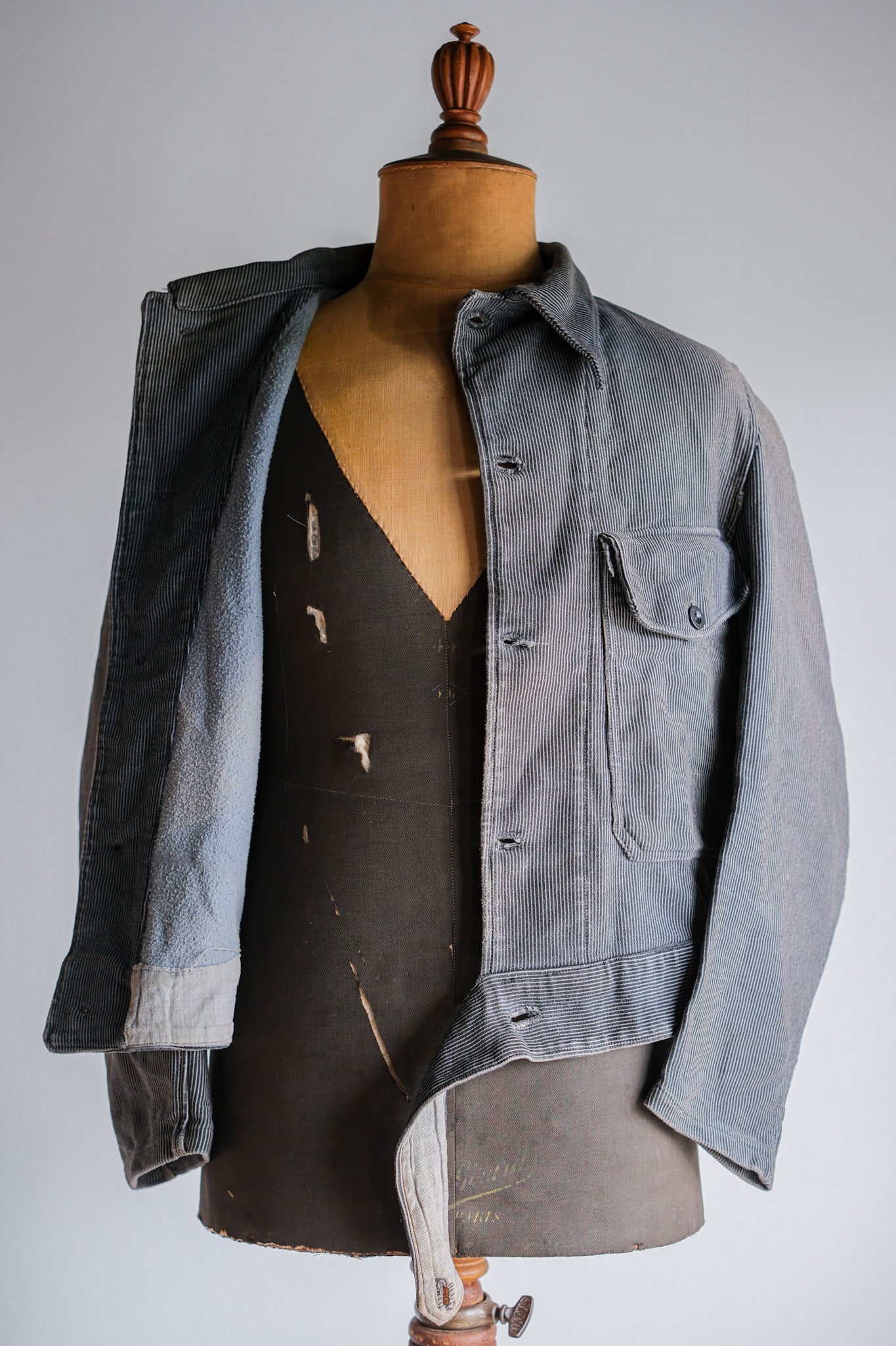 【~40's】Belgium Vintage Printed Moleskin Prisoner Jacket