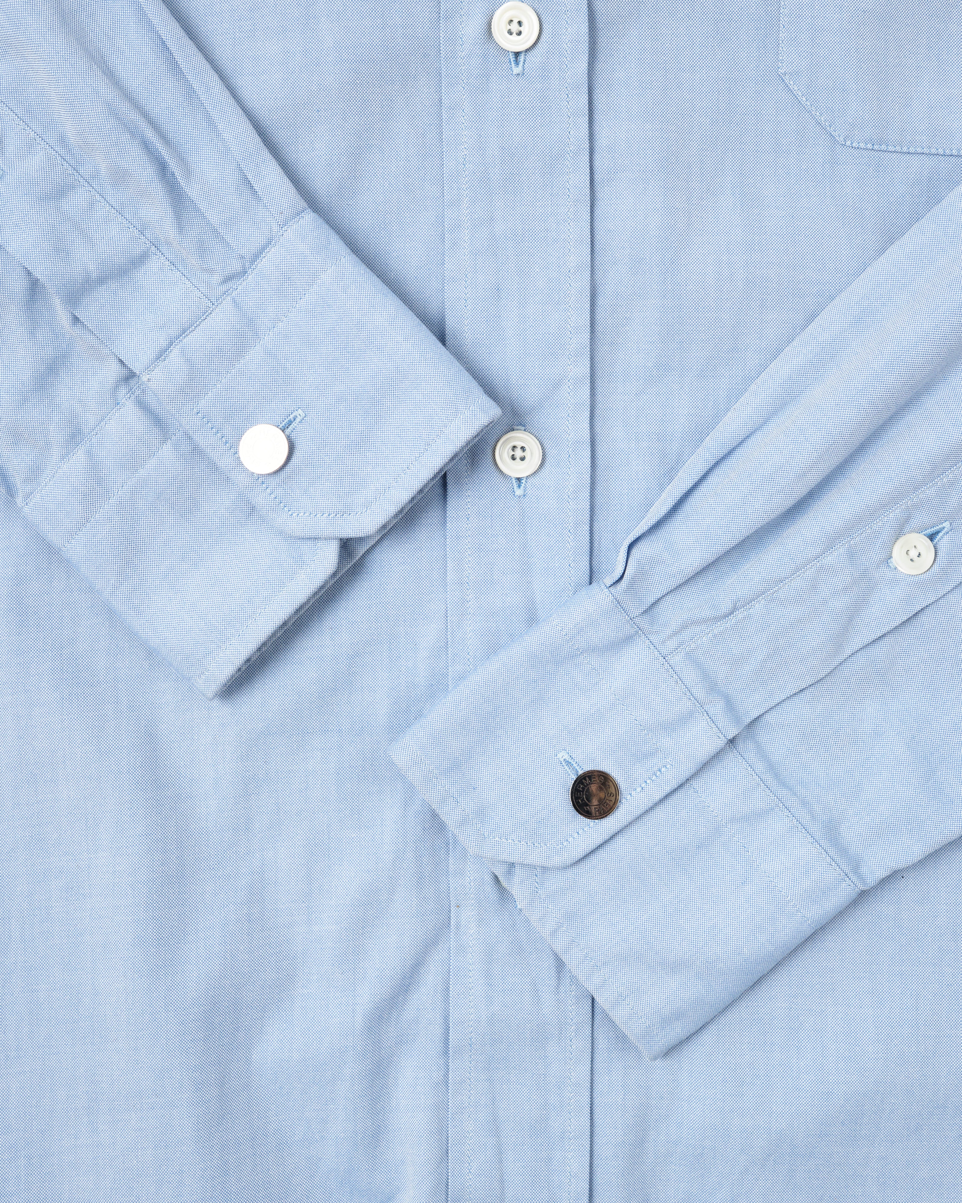 【~00's】Old Hermès Paris Cotton Oxford B.D Shirt With Sellier Button Size.37