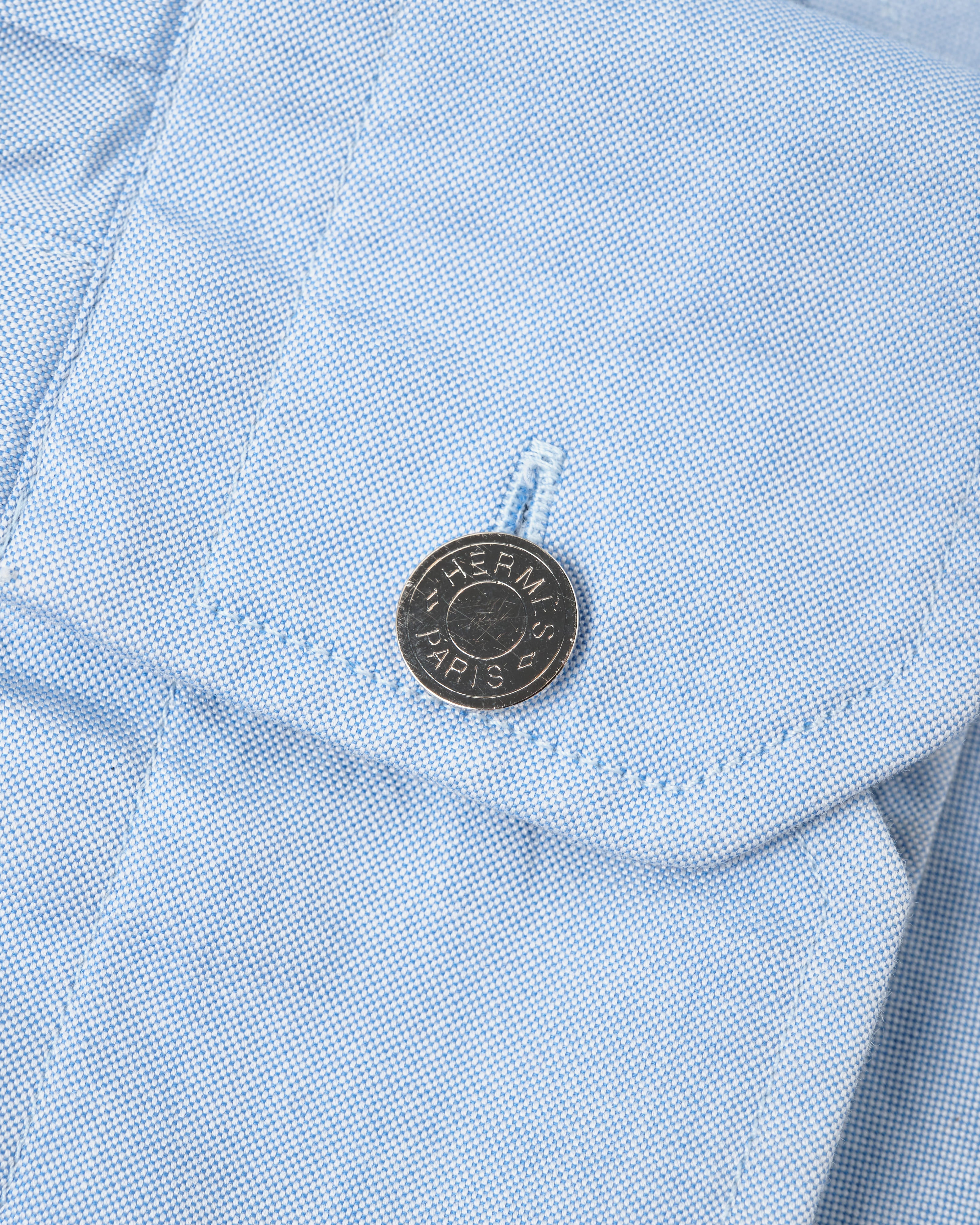 【~00's】Old Hermès Paris Cotton Oxford B.D Shirt With Sellier Button Size.37