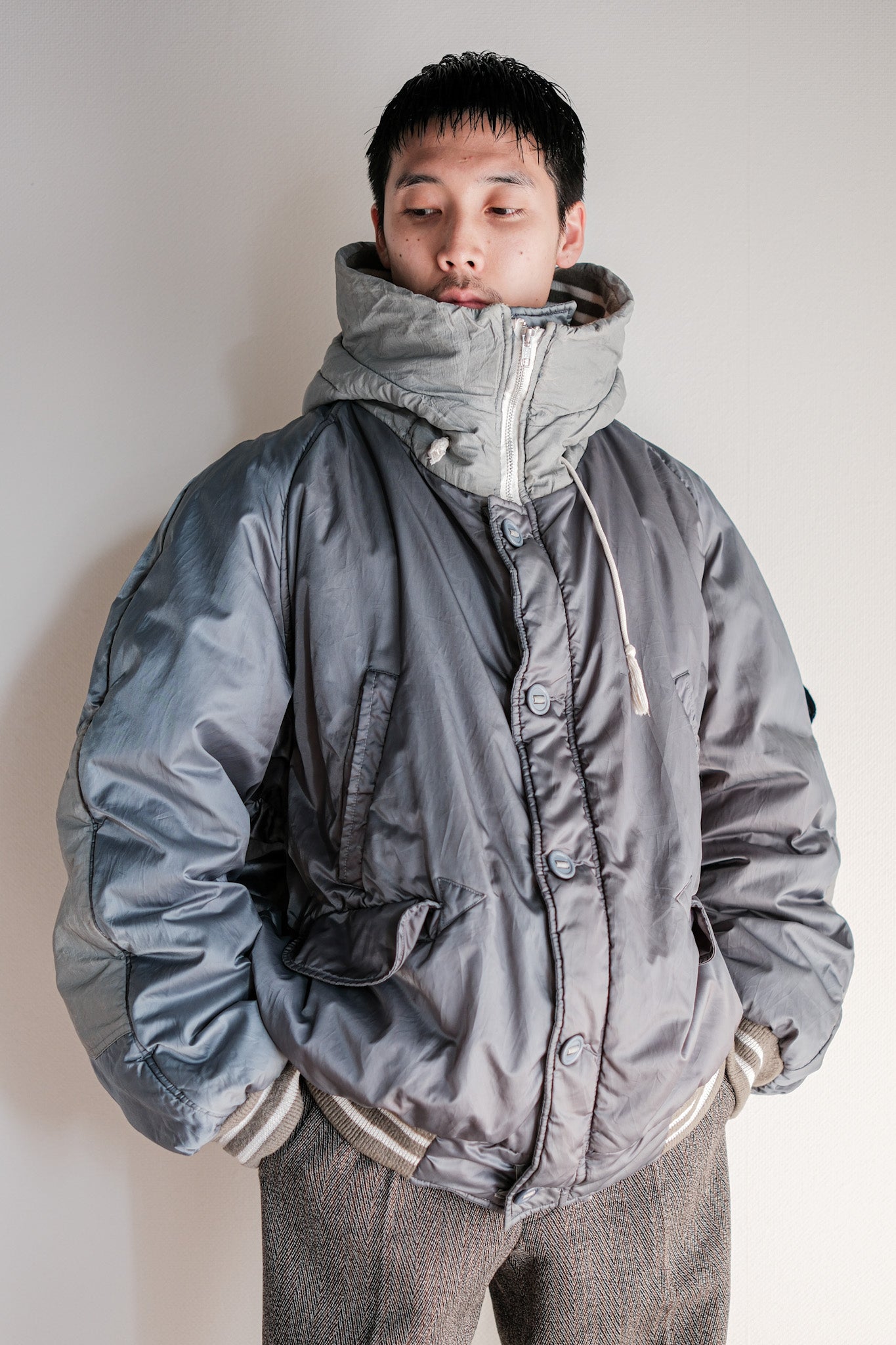 【~80's】Old BONEVILLE Navy Arctic Hooded Jacket Size.54