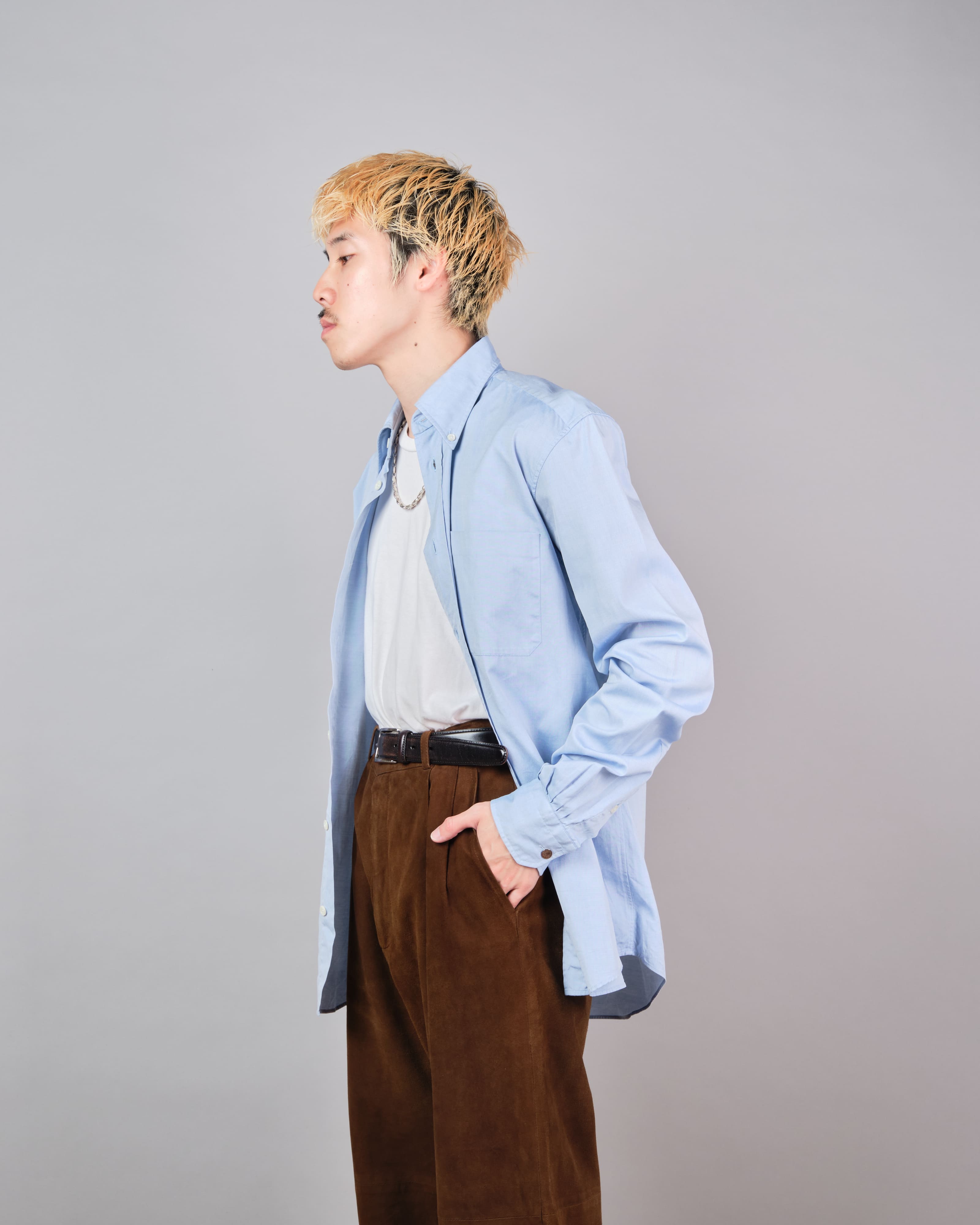 【~00's】Old Hermès Paris Cotton Oxford B.D Shirt With Sellier Button Size.37