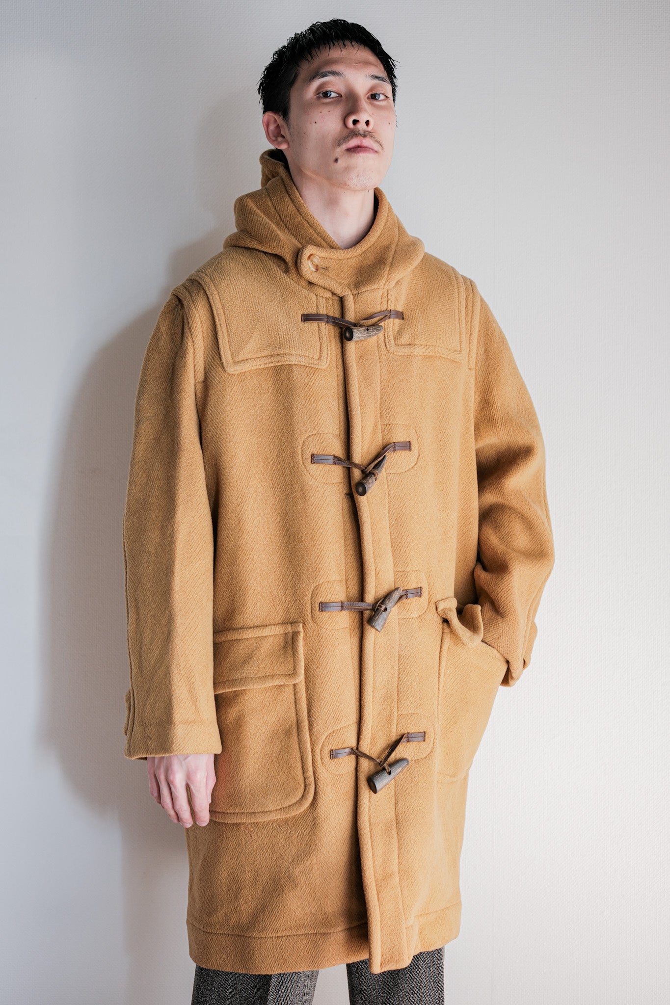 【~90's】Old INVERTERE HBT Wool Duffle Coat Size.38R "Moorbrook"