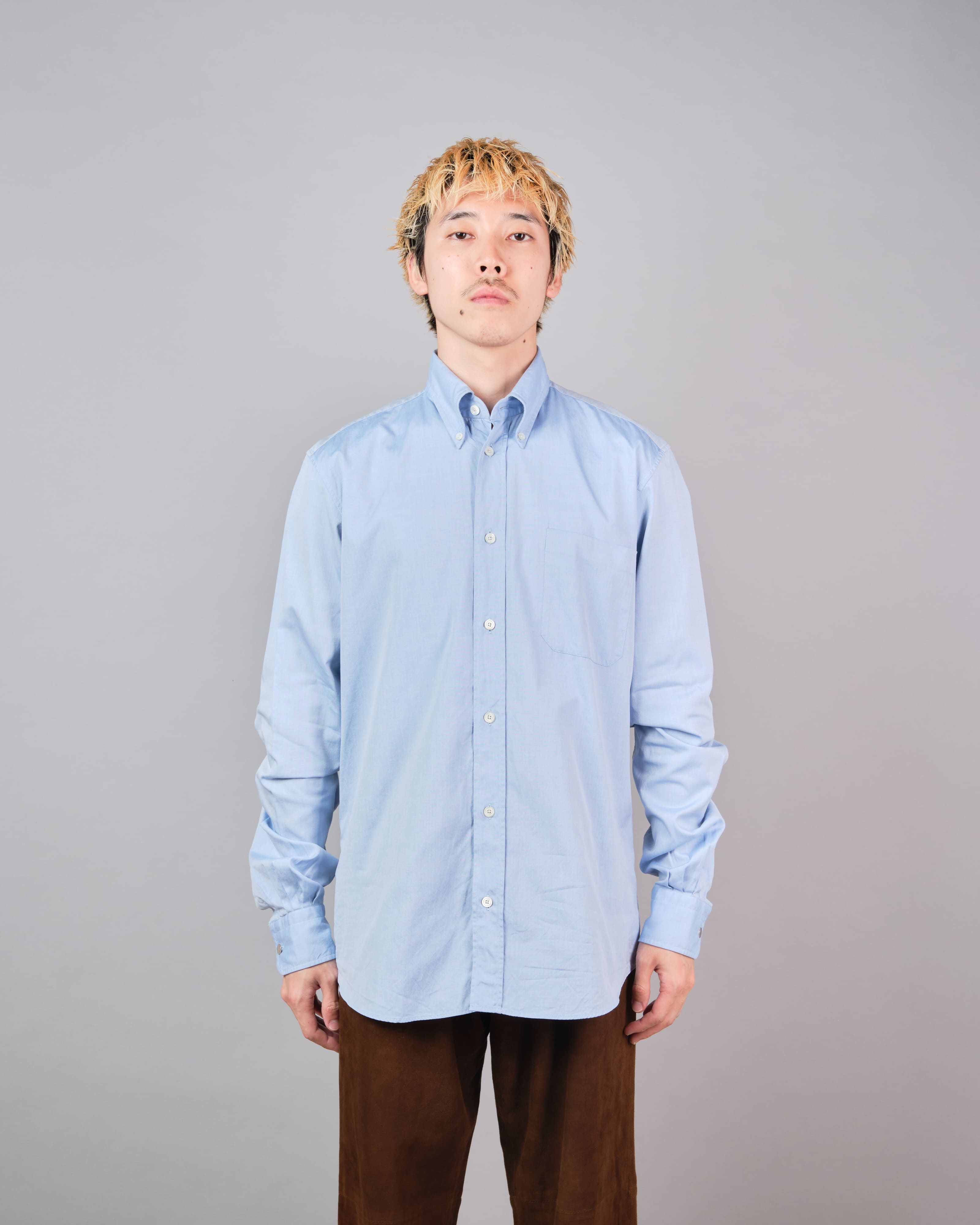 【~00's】Old Hermès Paris Cotton Oxford B.D Shirt With Sellier Button Size.37
