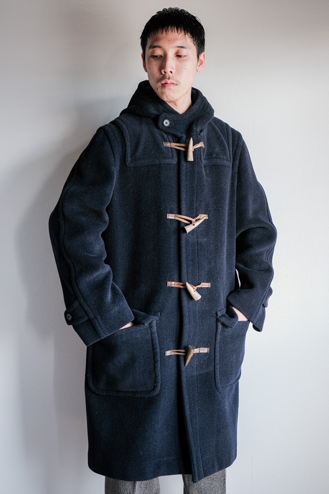 【~90's】Old INVERTERE HBT Wool Duffle Coat Size.40L "Moorbrook" "M.BARDELLI 別注"