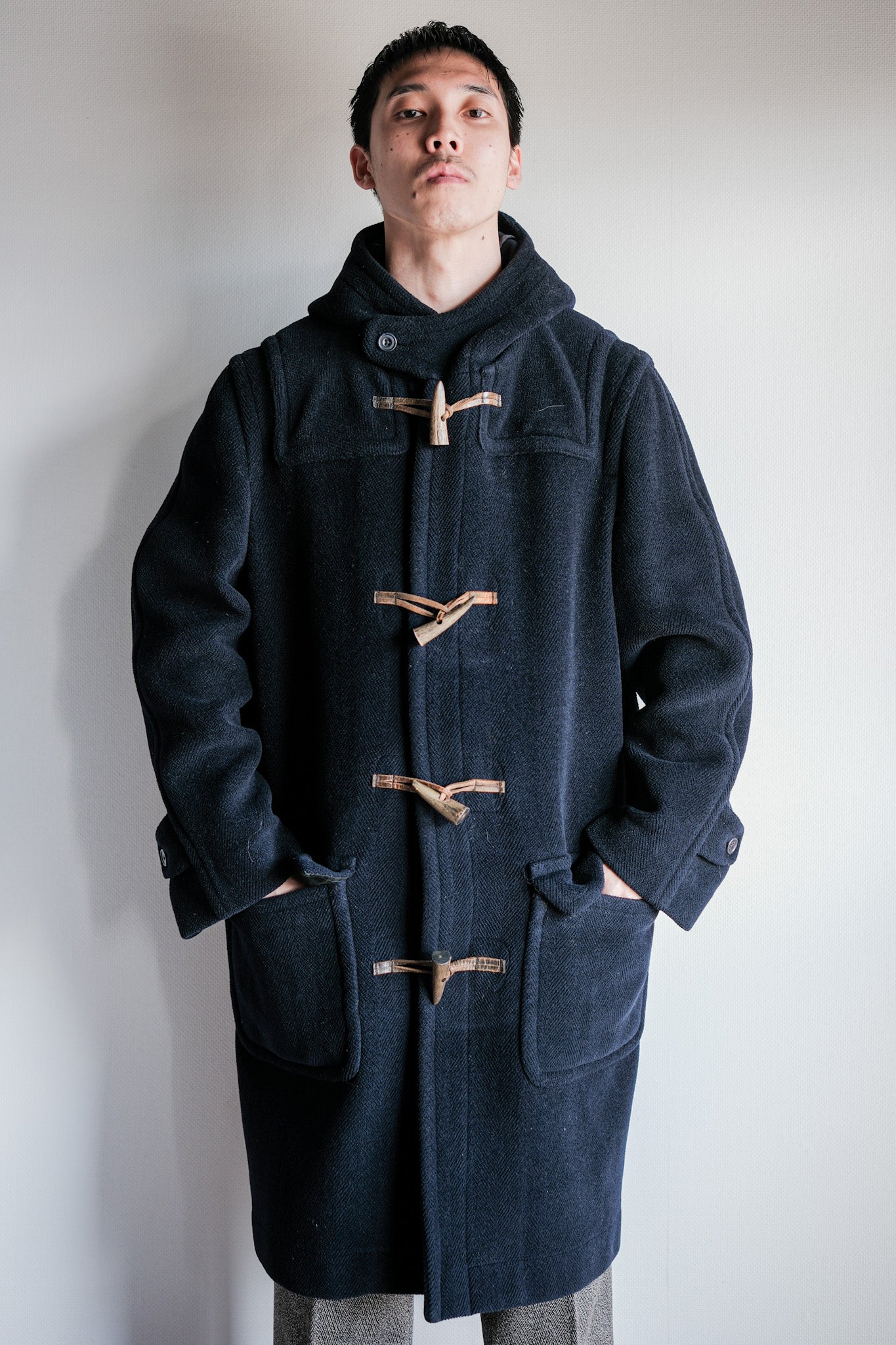 【~90's】Old INVERTERE HBT Wool Duffle Coat Size.40L "Moorbrook" "M.BARDELLI 別注"