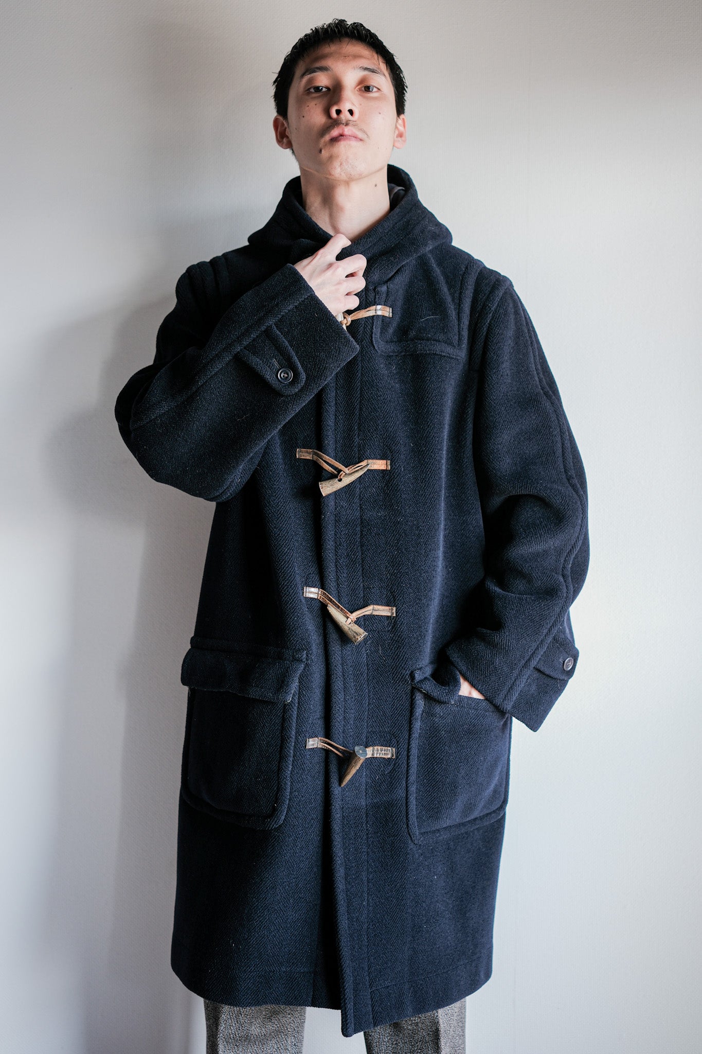 【~90's】Old INVERTERE HBT Wool Duffle Coat Size.40L "Moorbrook" "M.BARDELLI 別注"