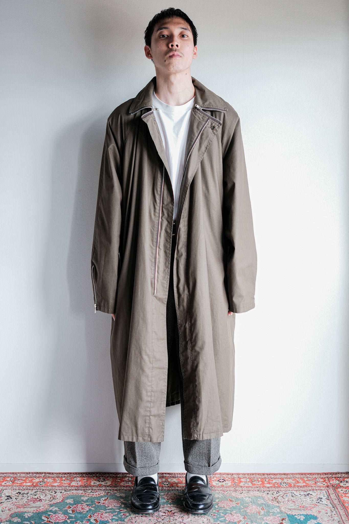 【~80's】Old Yves Saint Laurent Raglan Sleeve Coat With Liner Size.54