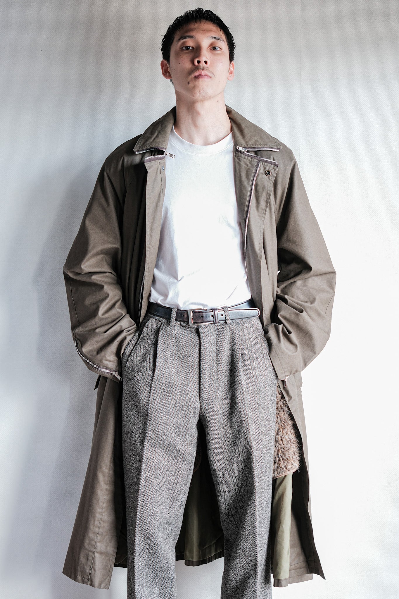 【~80's】Old Yves Saint Laurent Raglan Sleeve Coat With Liner Size.54
