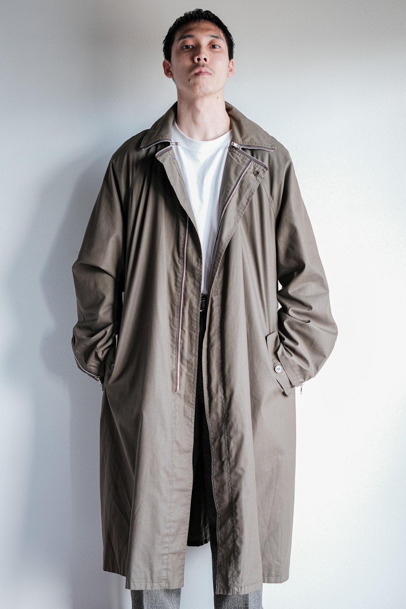 【~80's】Old Yves Saint Laurent Raglan Sleeve Coat With Liner Size.54