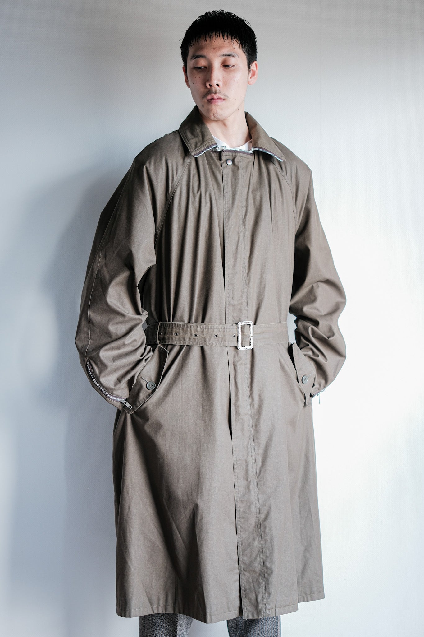 【~80's】Old Yves Saint Laurent Raglan Sleeve Coat With Liner Size.54