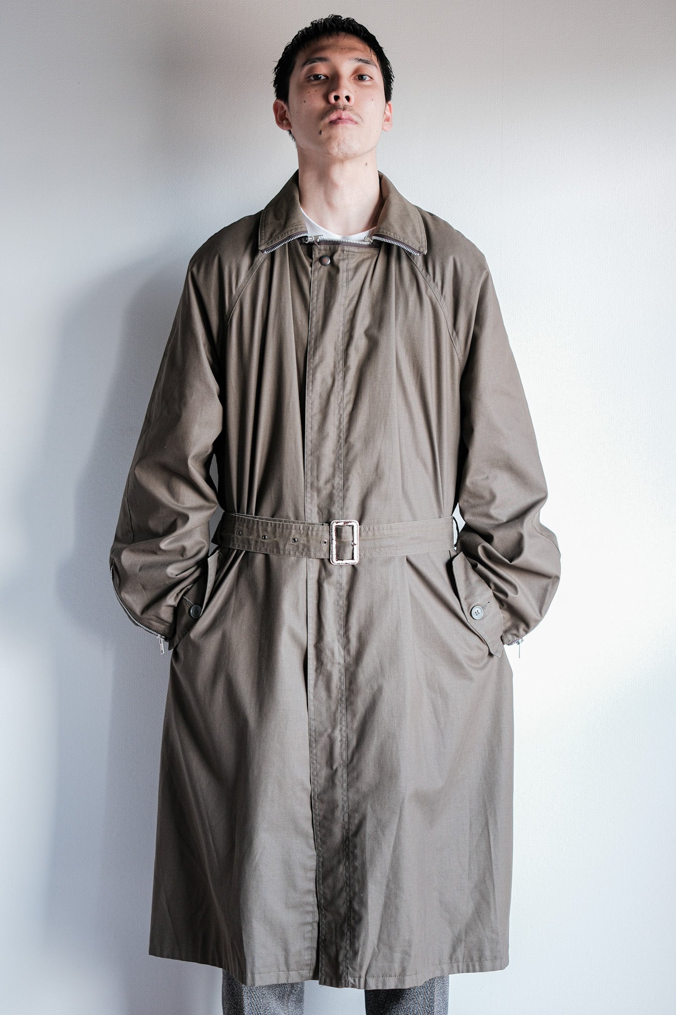 【~80's】Old Yves Saint Laurent Raglan Sleeve Coat With Liner Size.54