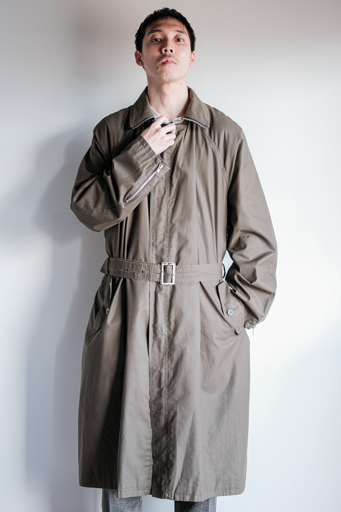 【~80's】Old Yves Saint Laurent Raglan Sleeve Coat With Liner Size.54