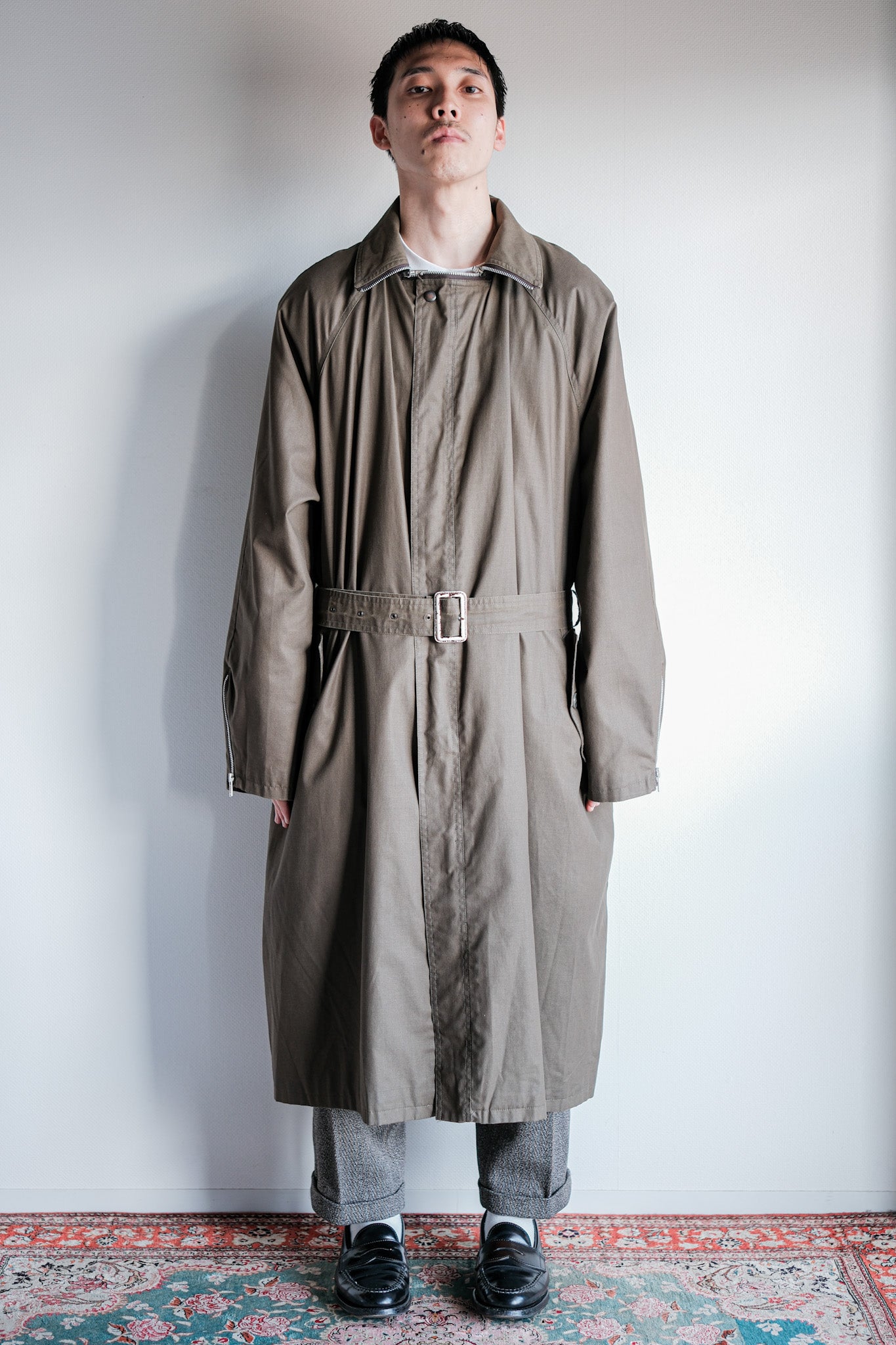 【~80's】Old Yves Saint Laurent Raglan Sleeve Coat With Liner Size.54