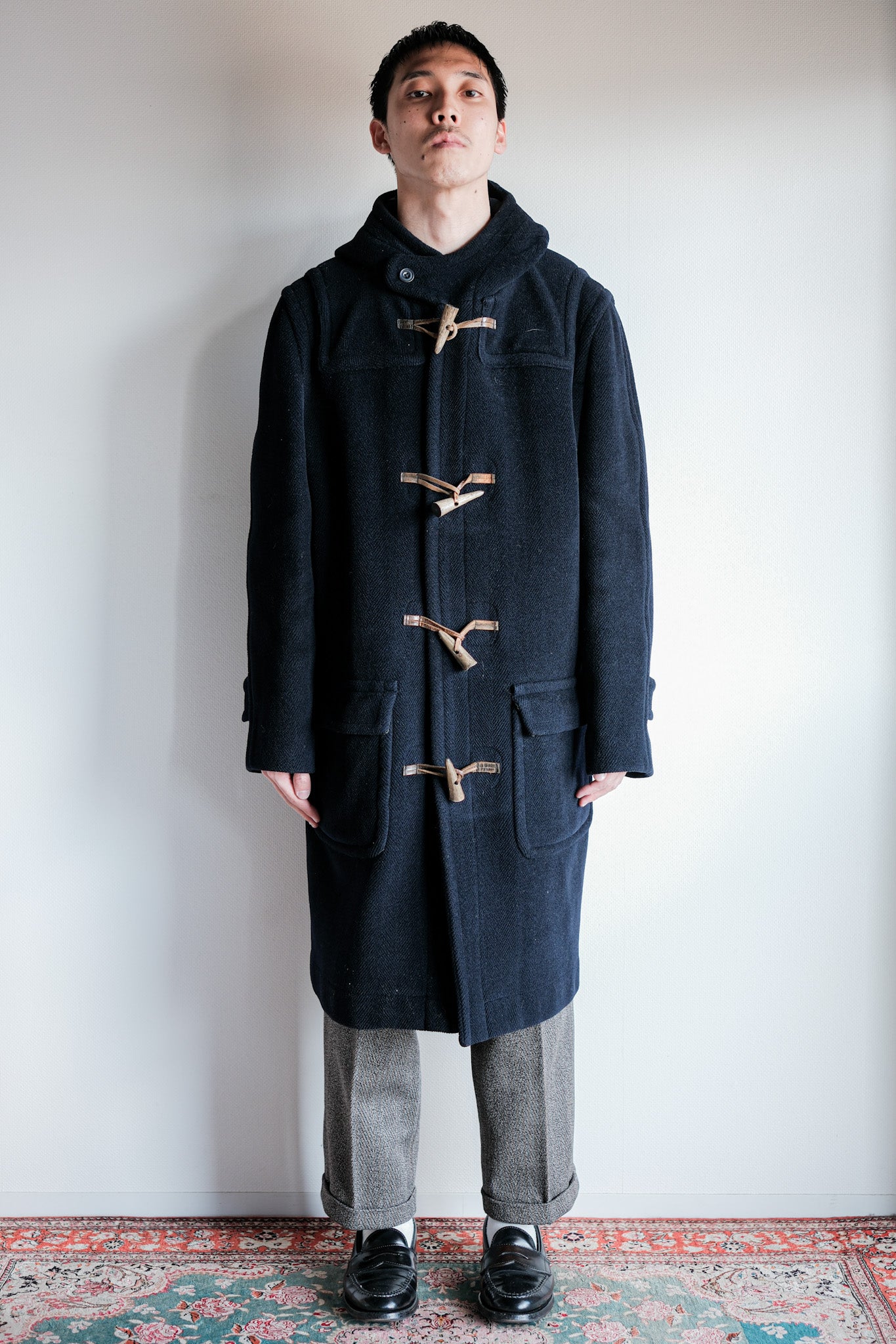 【~90's】Old INVERTERE HBT Wool Duffle Coat Size.40L "Moorbrook" "M.BARDELLI 別注"