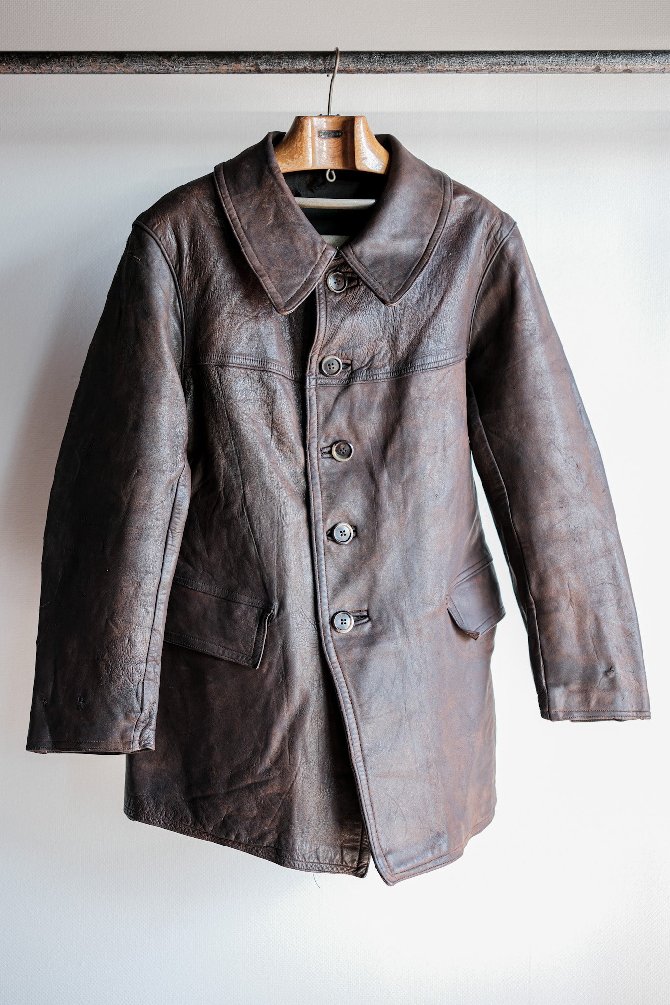 【~40's】WWⅡ French Army M35 Tank Crew Leather Jacket