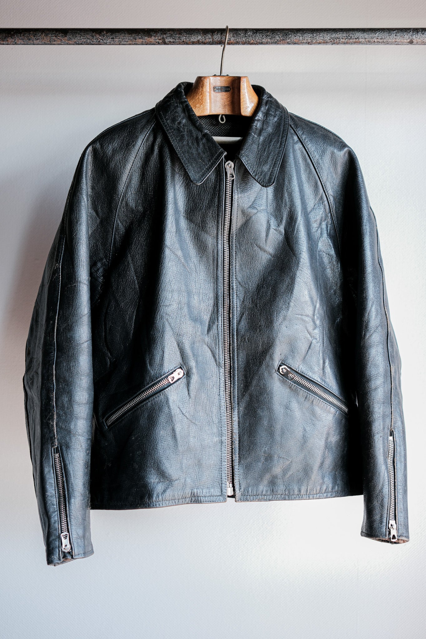 【~60’s】Italian Army Motorcycle Leather Jacket "Civilian Type"