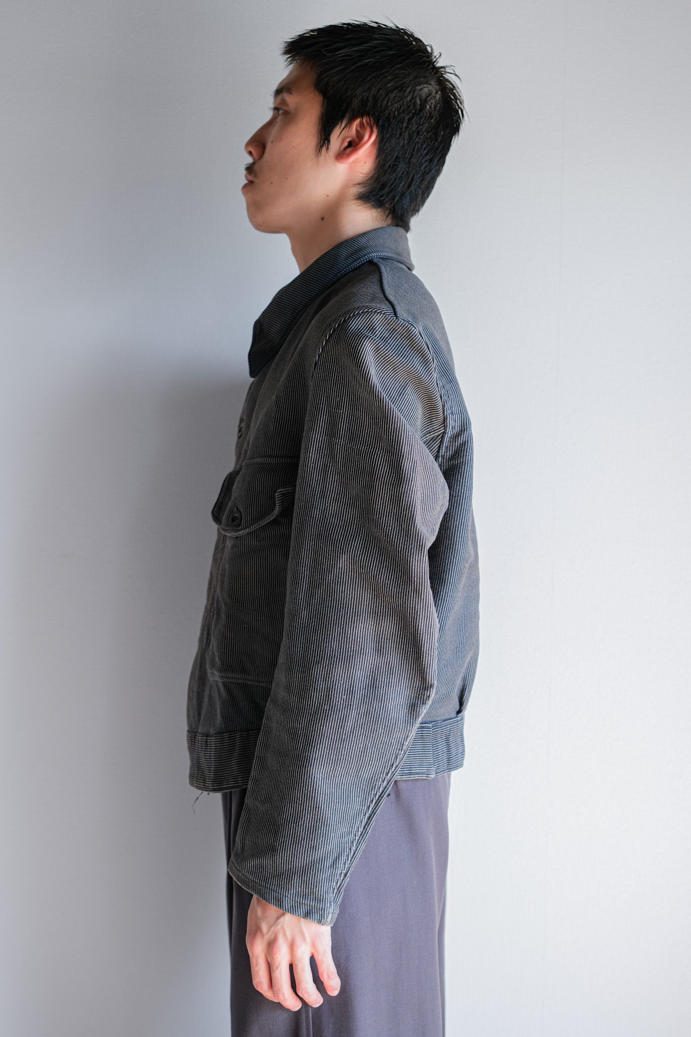 【~40's】Belgium Vintage Printed Moleskin Prisoner Jacket