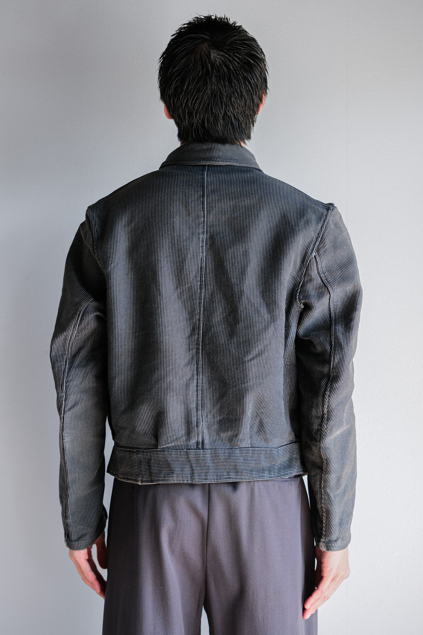 【~40's】Belgium Vintage Printed Moleskin Prisoner Jacket