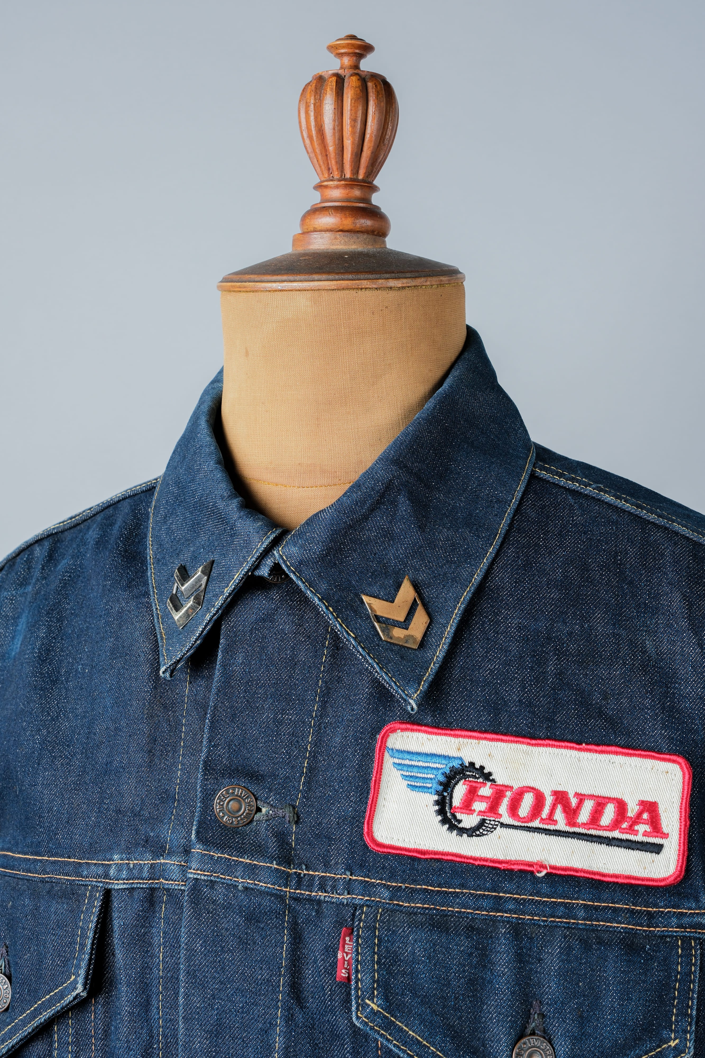 【~60's】Vintage Levi's 558 Denim Jacket Size.46 "Big E" "HONDA Custom"