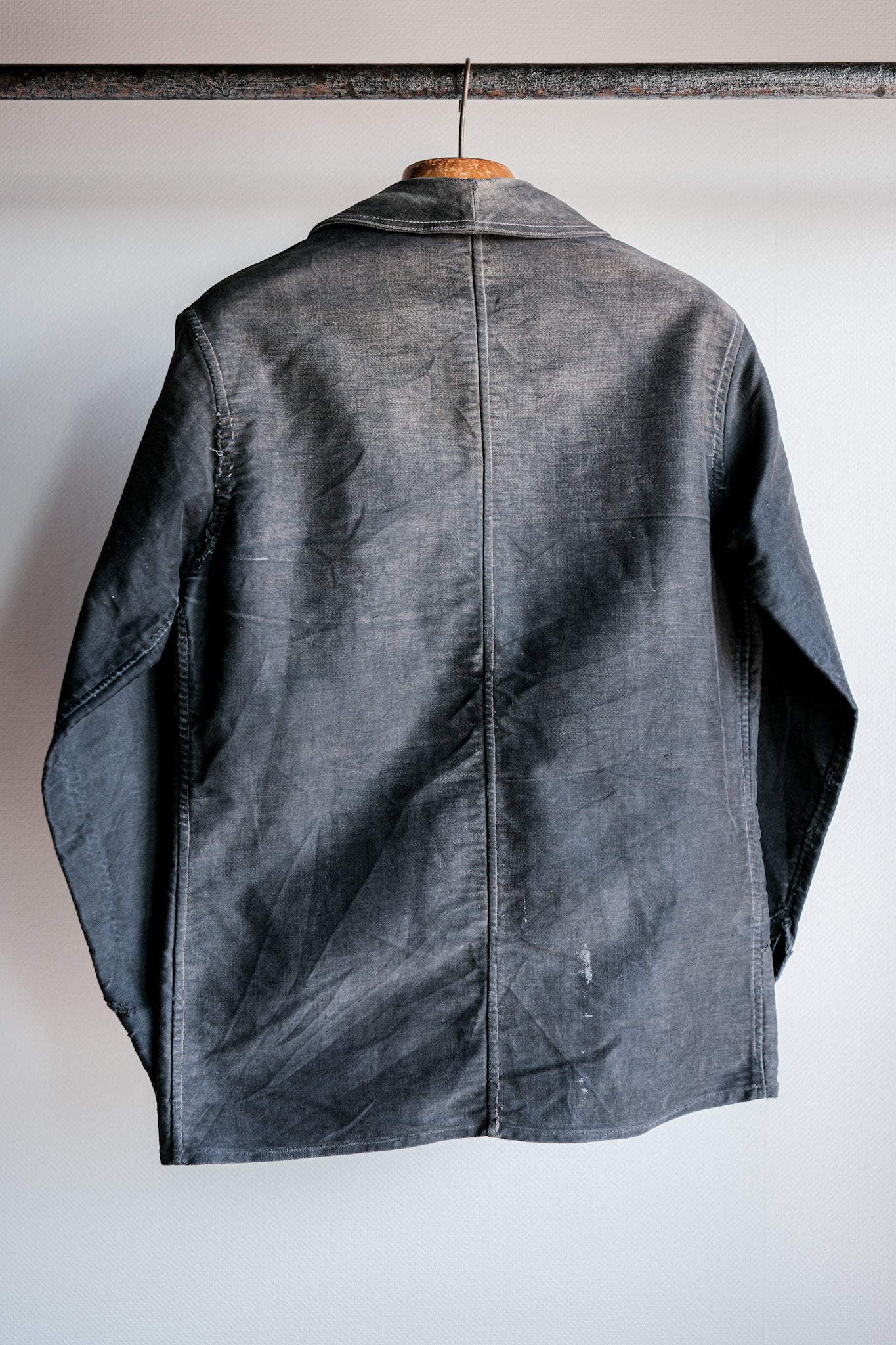 【~40's】French Vintage Black Moleskin Work Jacket "Le Mont St. Michel"