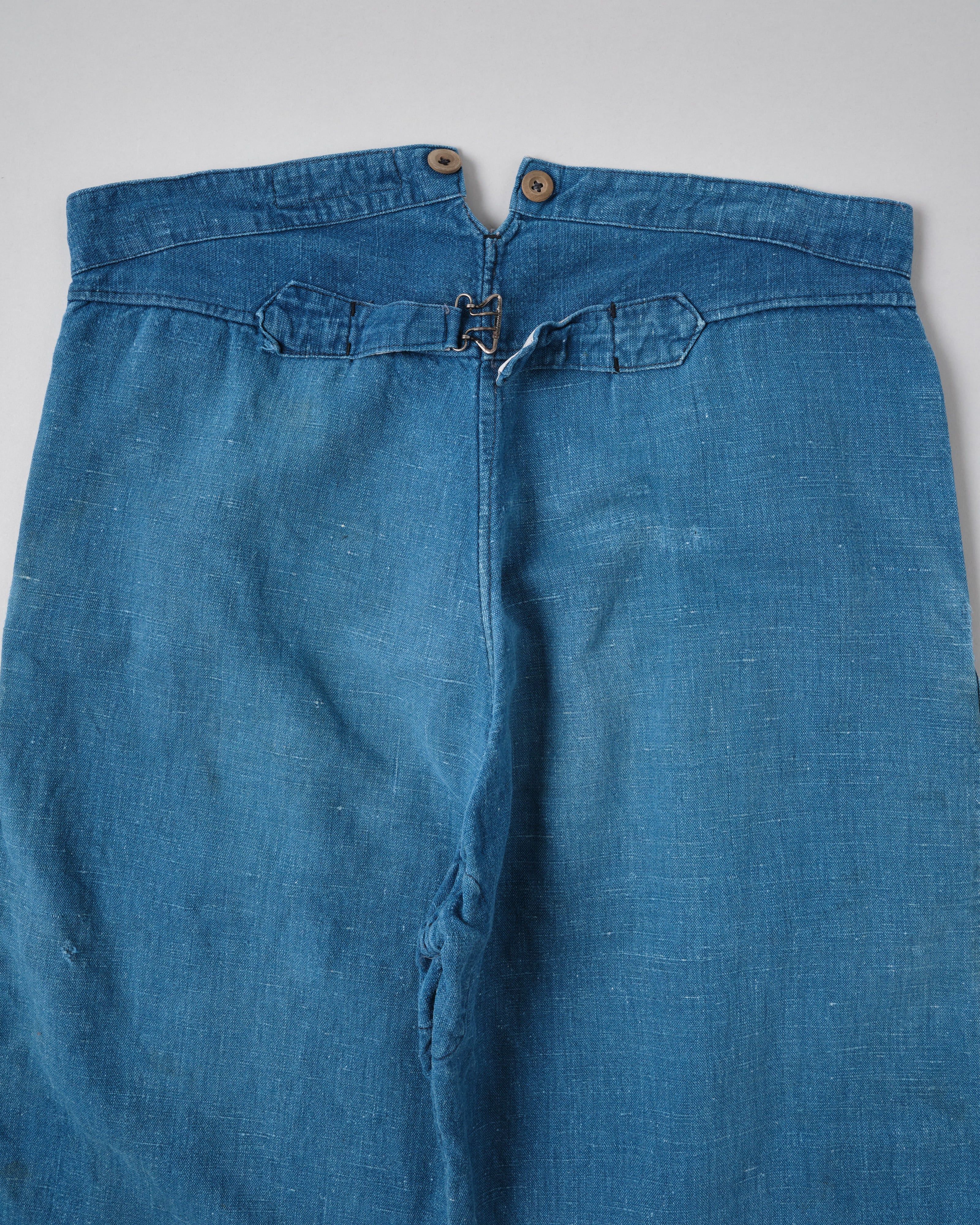 【~30's】French Vintage Indigo Hemp Linen Work Pants "Patchwork" "AU MOLINEL"