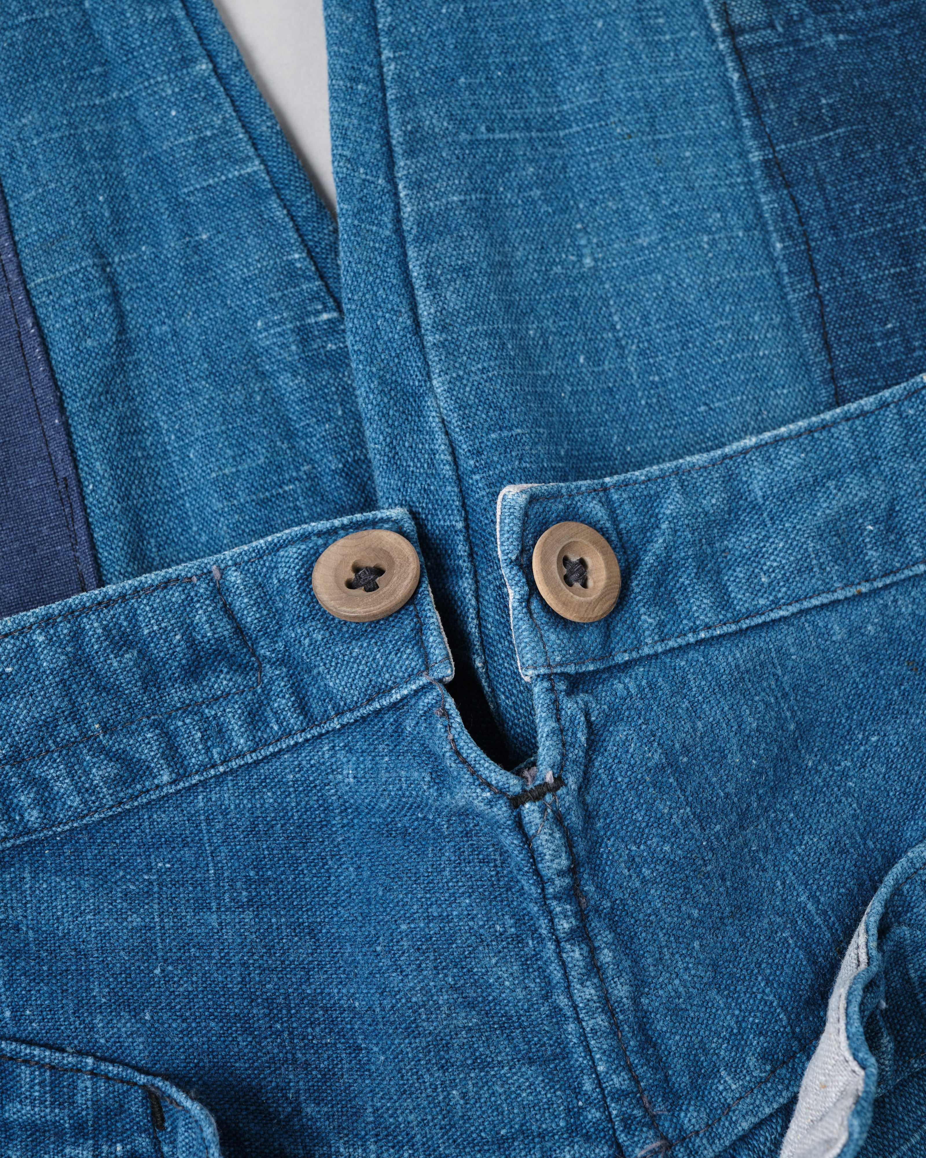 【~30's】French Vintage Indigo Hemp Linen Work Pants "Patchwork" "AU MOLINEL"