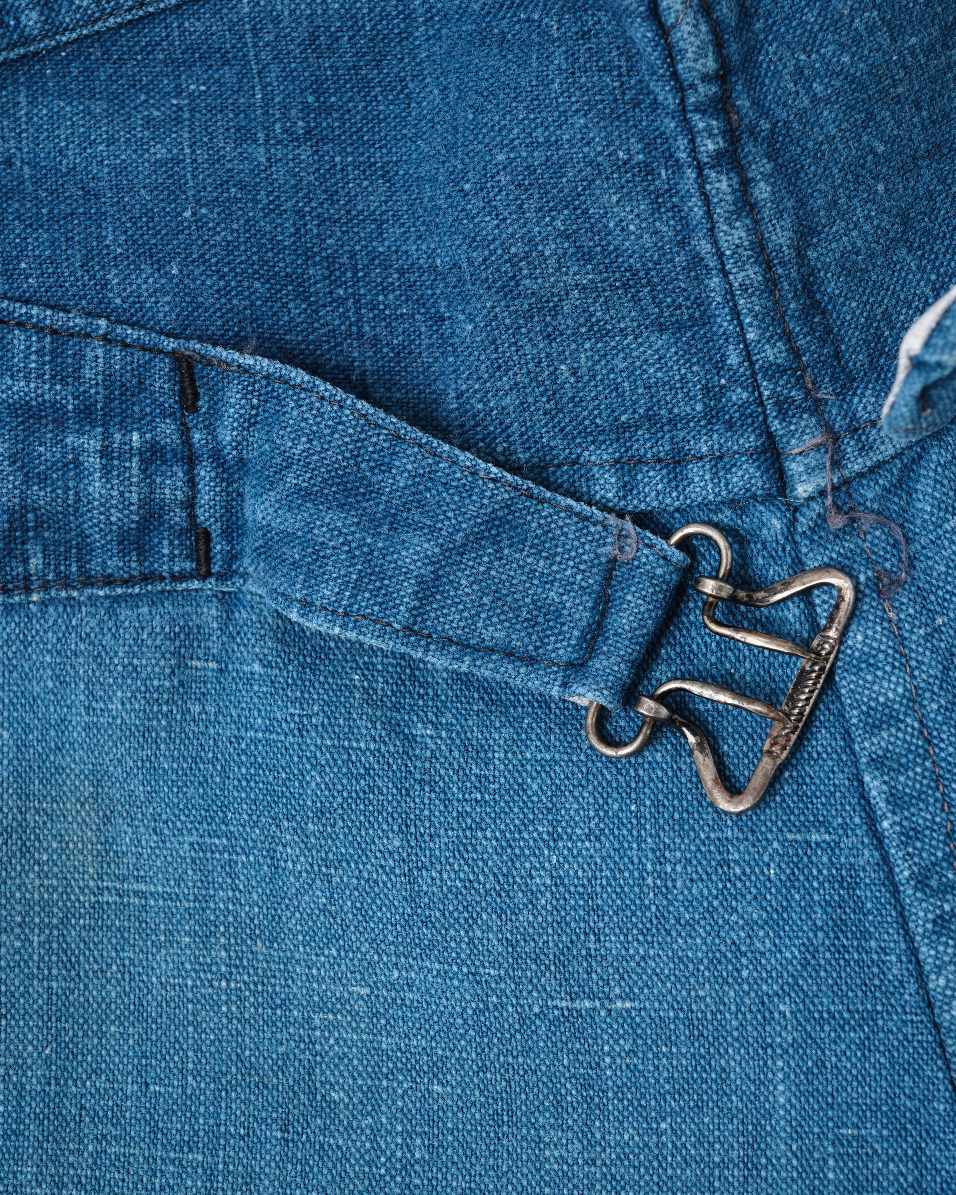 【~30's】French Vintage Indigo Hemp Linen Work Pants "Patchwork" "AU MOLINEL"