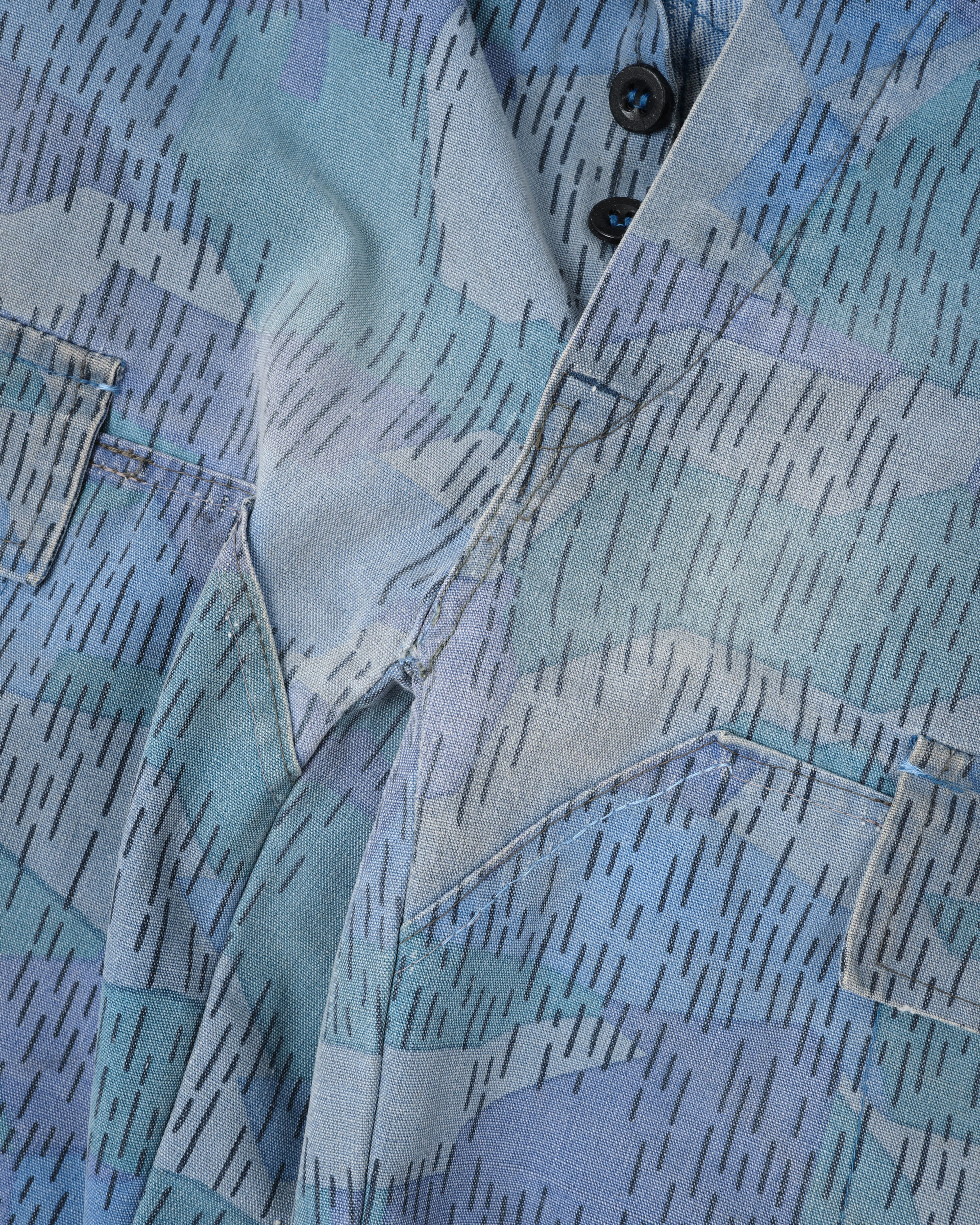 【~80's】Czechoslovakian People's Militias & Fire Brigade Blue Splinter Pattern Camouflage Overalls