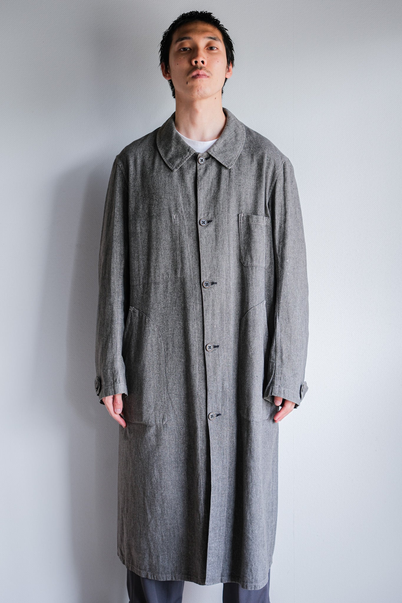 【~30's】French Vintage Salt & Pepper Cotton Twill Work Coat
