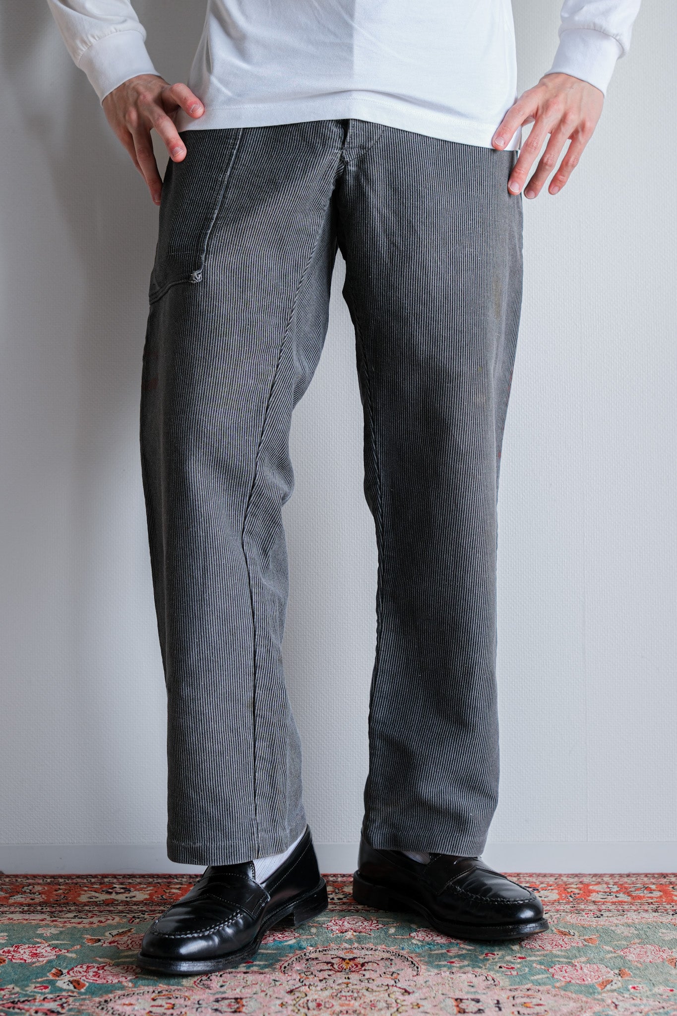 【~40's】Belgium Vintage Printed Moleskin Prisoner Pants