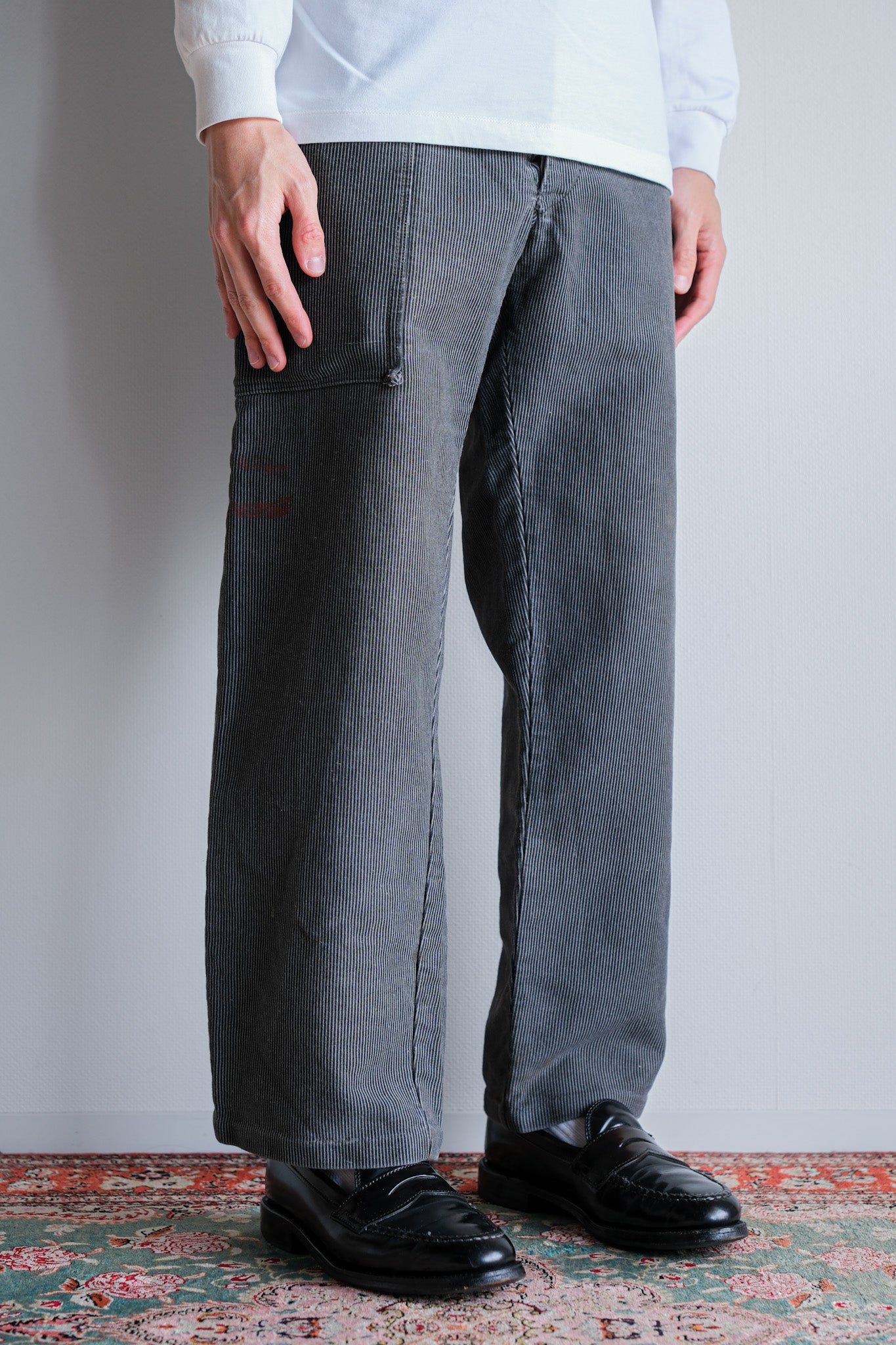 【~40's】Belgium Vintage Printed Moleskin Prisoner Pants