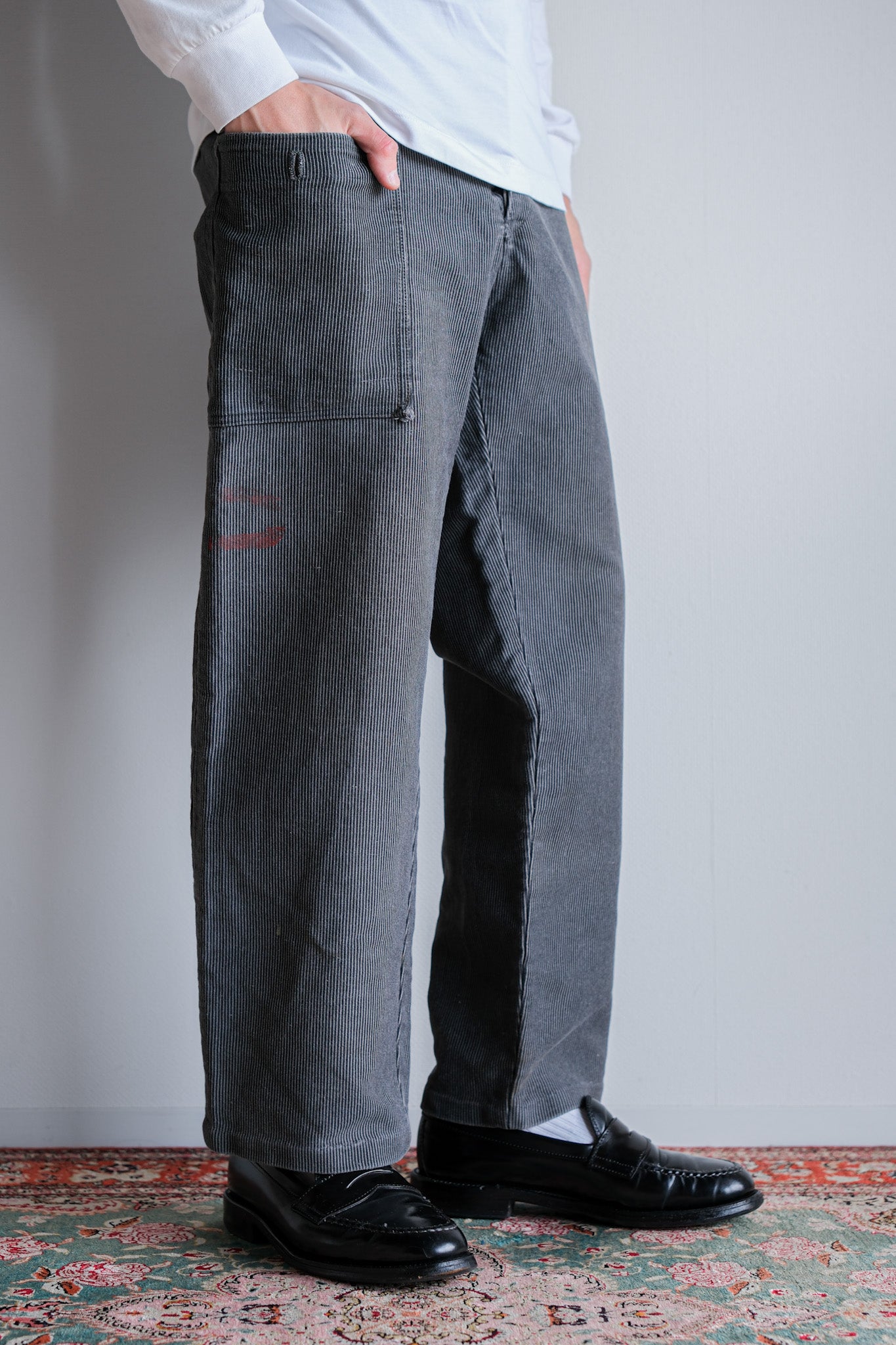 【~40's】Belgium Vintage Printed Moleskin Prisoner Pants