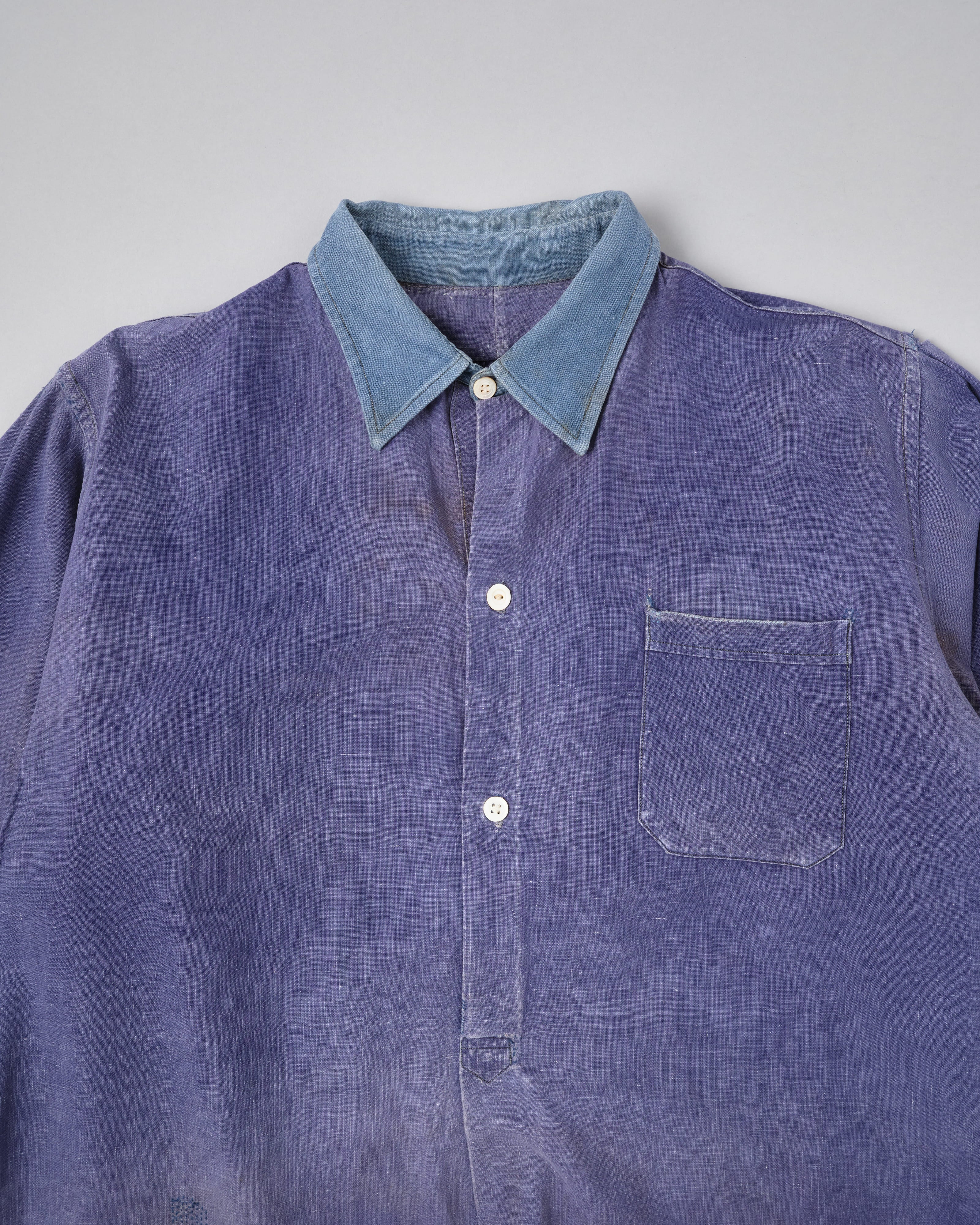 【~40’s】French Vintage Indigo Metis Grandpa Shirt