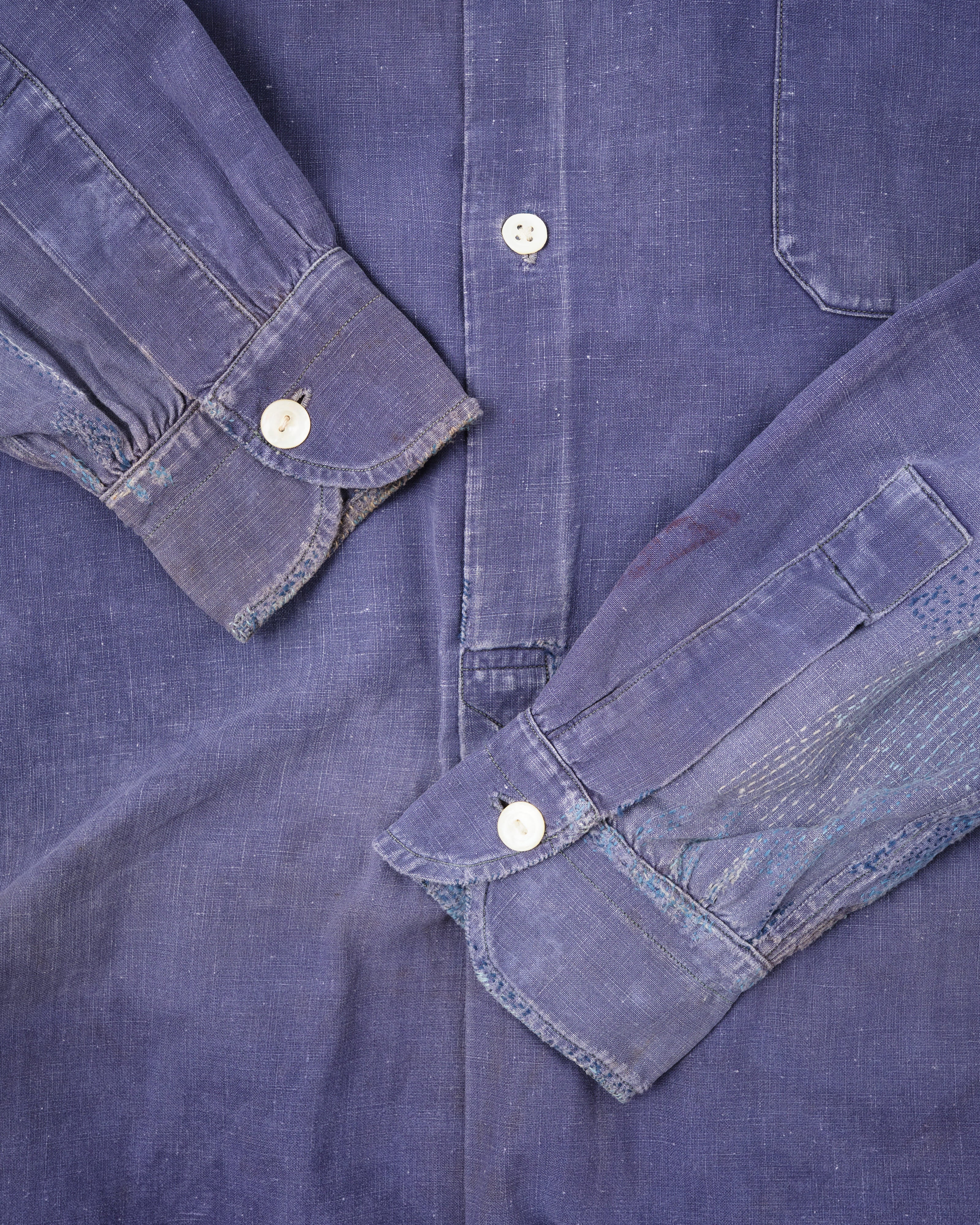 【~40’s】French Vintage Indigo Metis Grandpa Shirt