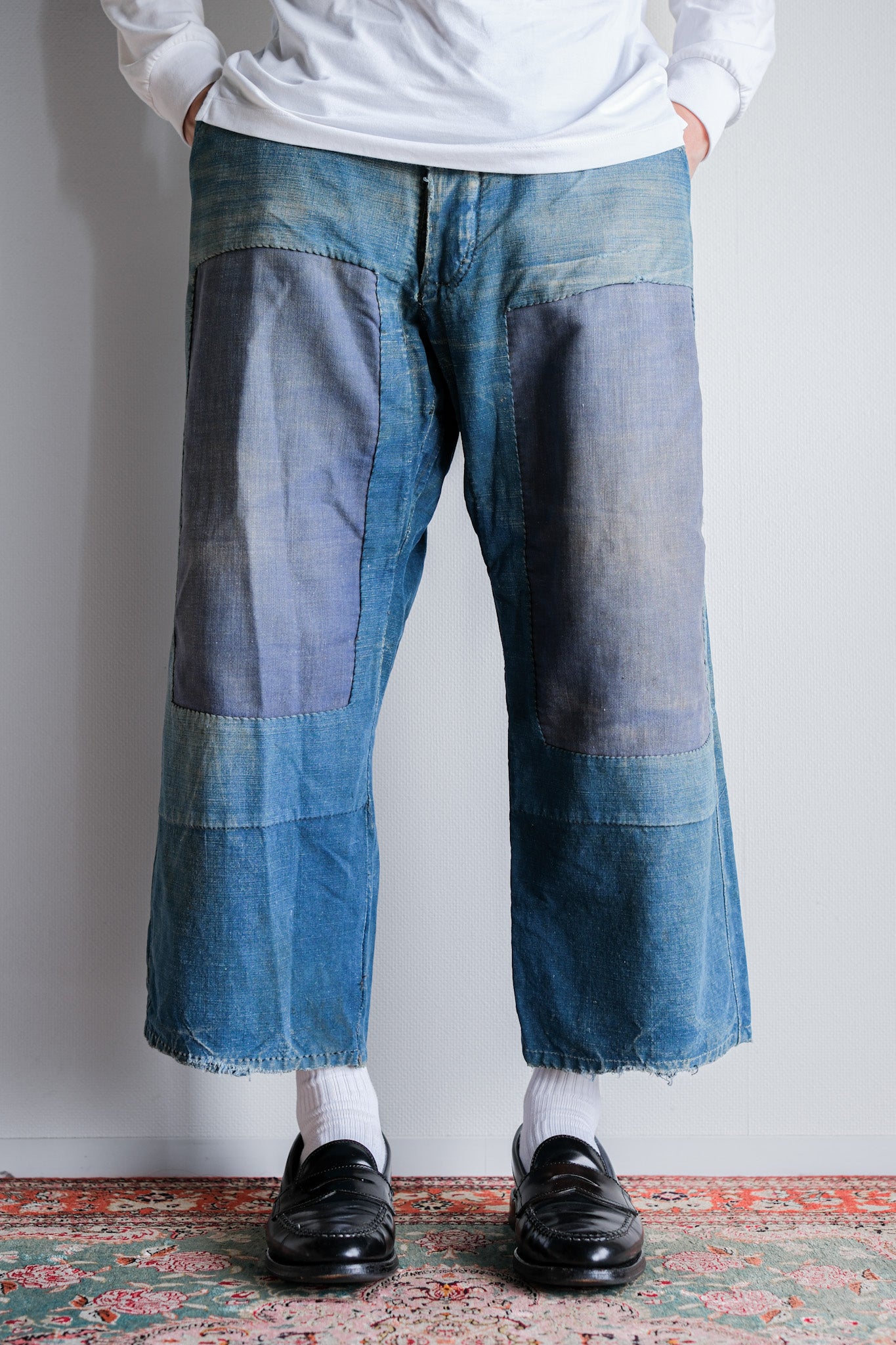 【~30's】French Vintage Indigo Metis Work Pants "Patchwork"