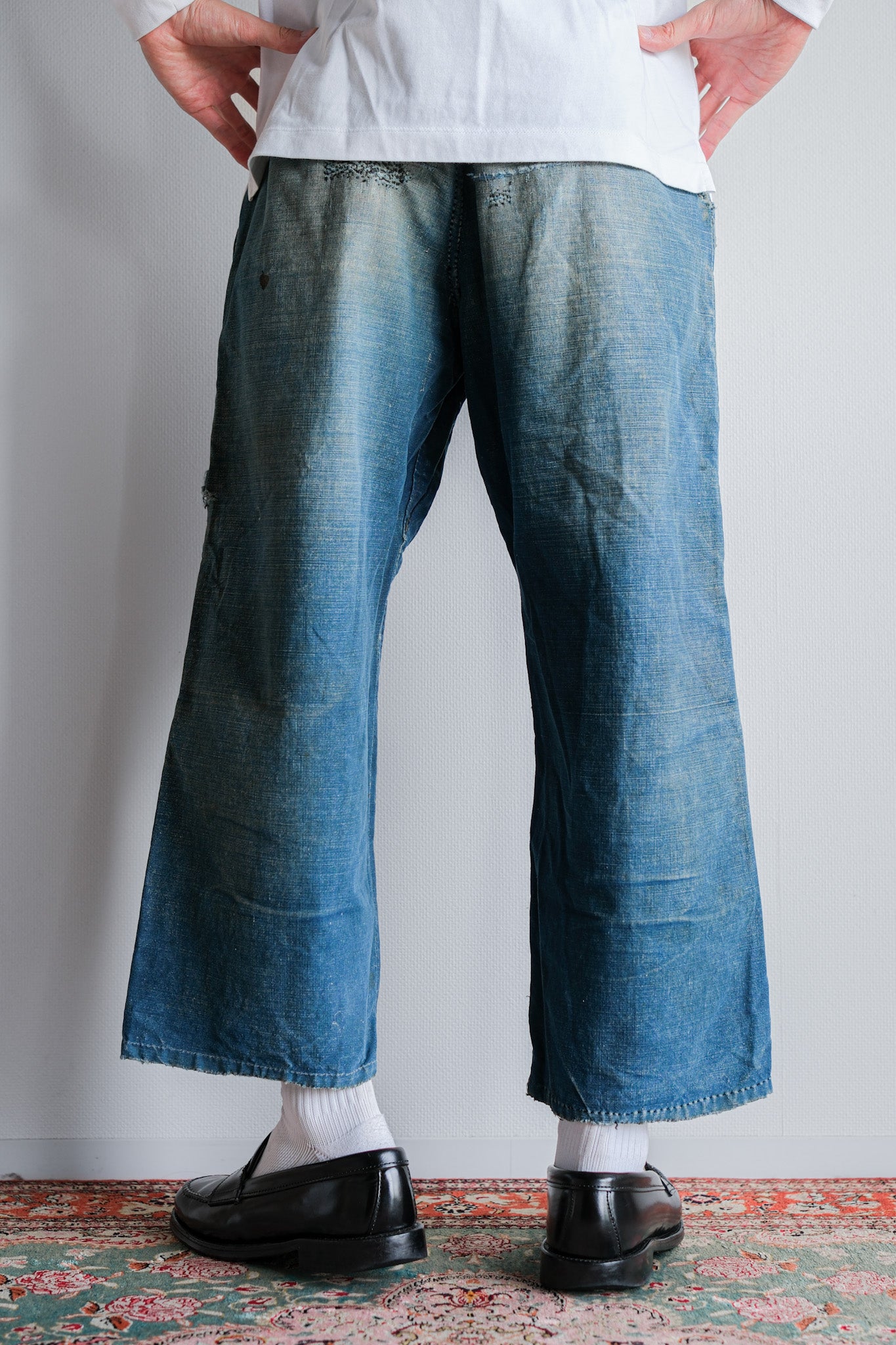 【~30's】French Vintage Indigo Metis Work Pants "Patchwork"