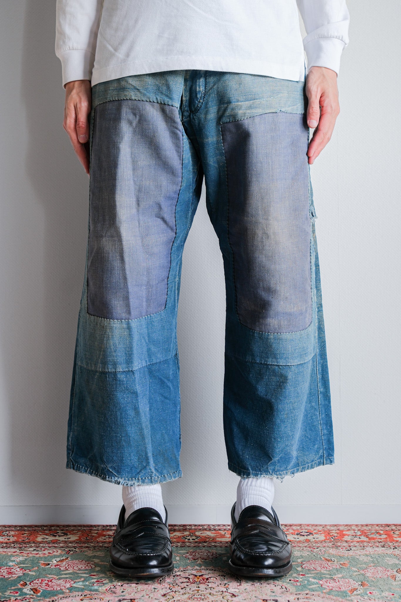 【~30's】French Vintage Indigo Metis Work Pants "Patchwork"