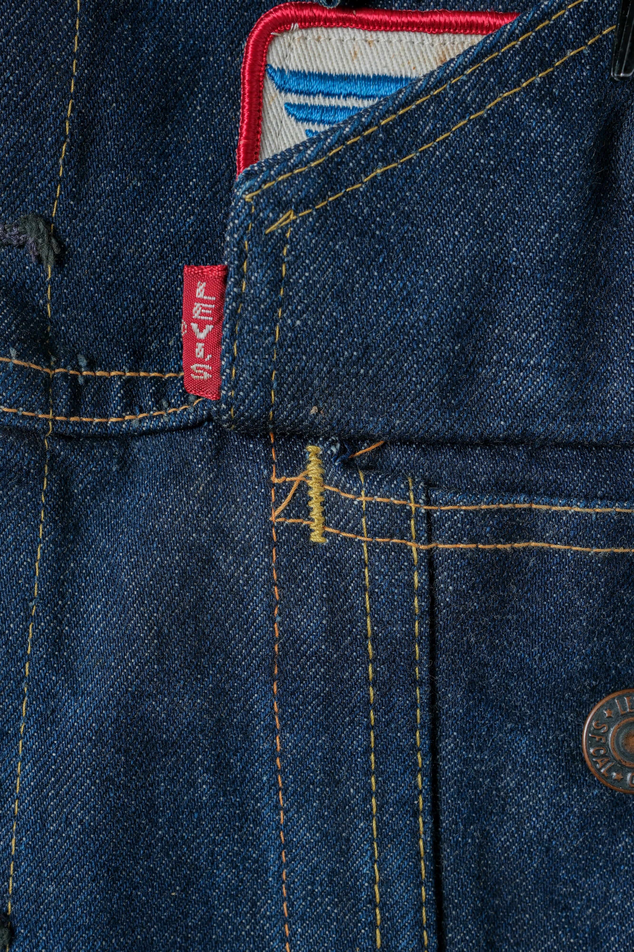 【~60's】Vintage Levi's 558 Denim Jacket Size.46 "Big E" "HONDA Custom"