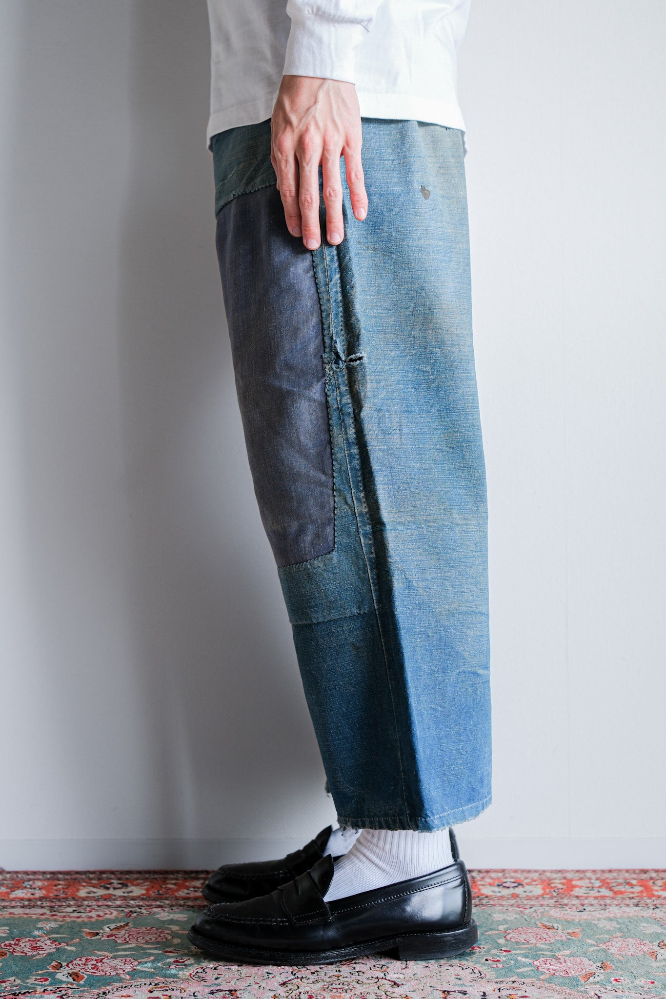 【~30's】French Vintage Indigo Metis Work Pants "Patchwork"
