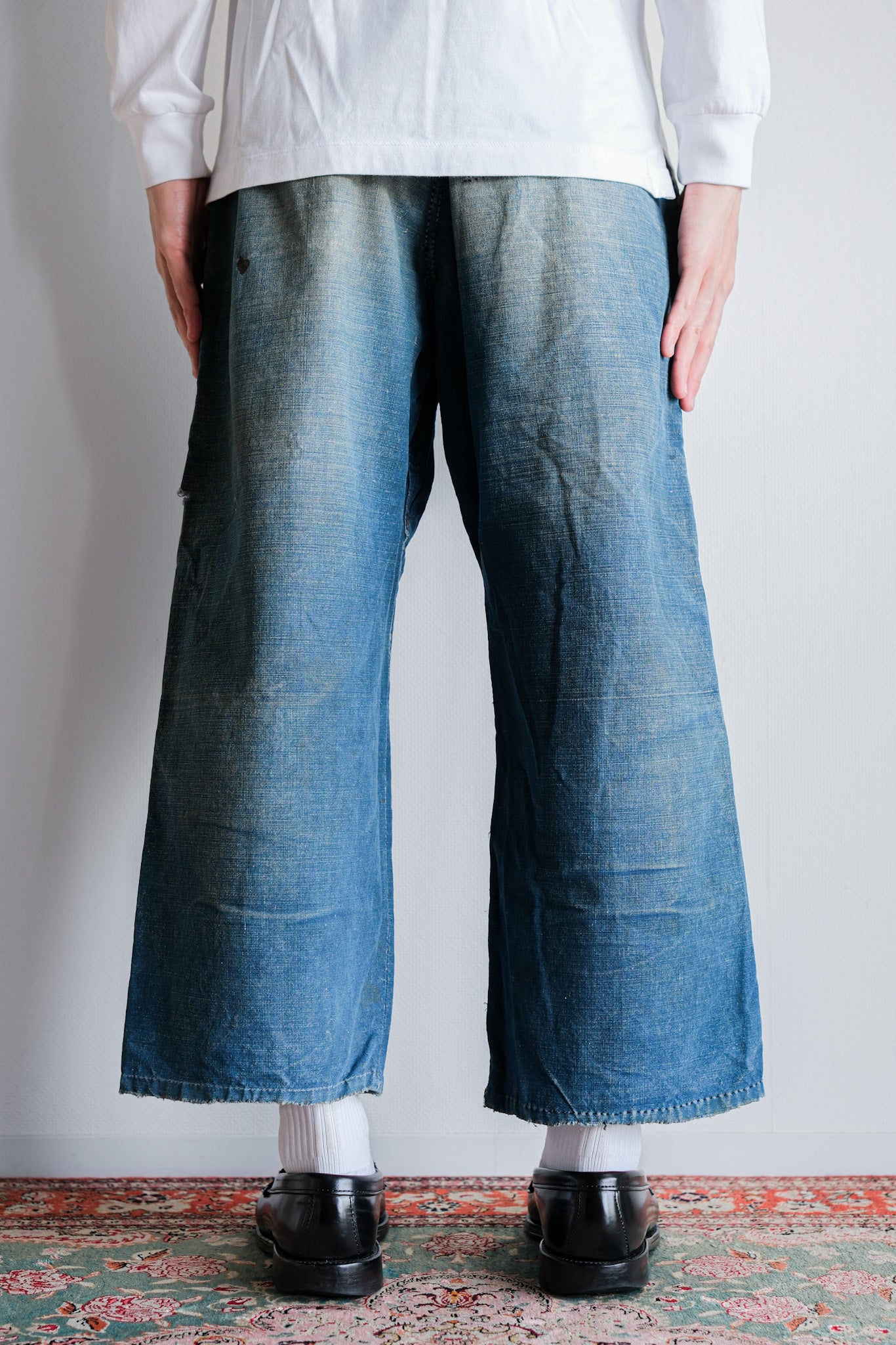 【~30's】French Vintage Indigo Metis Work Pants "Patchwork"