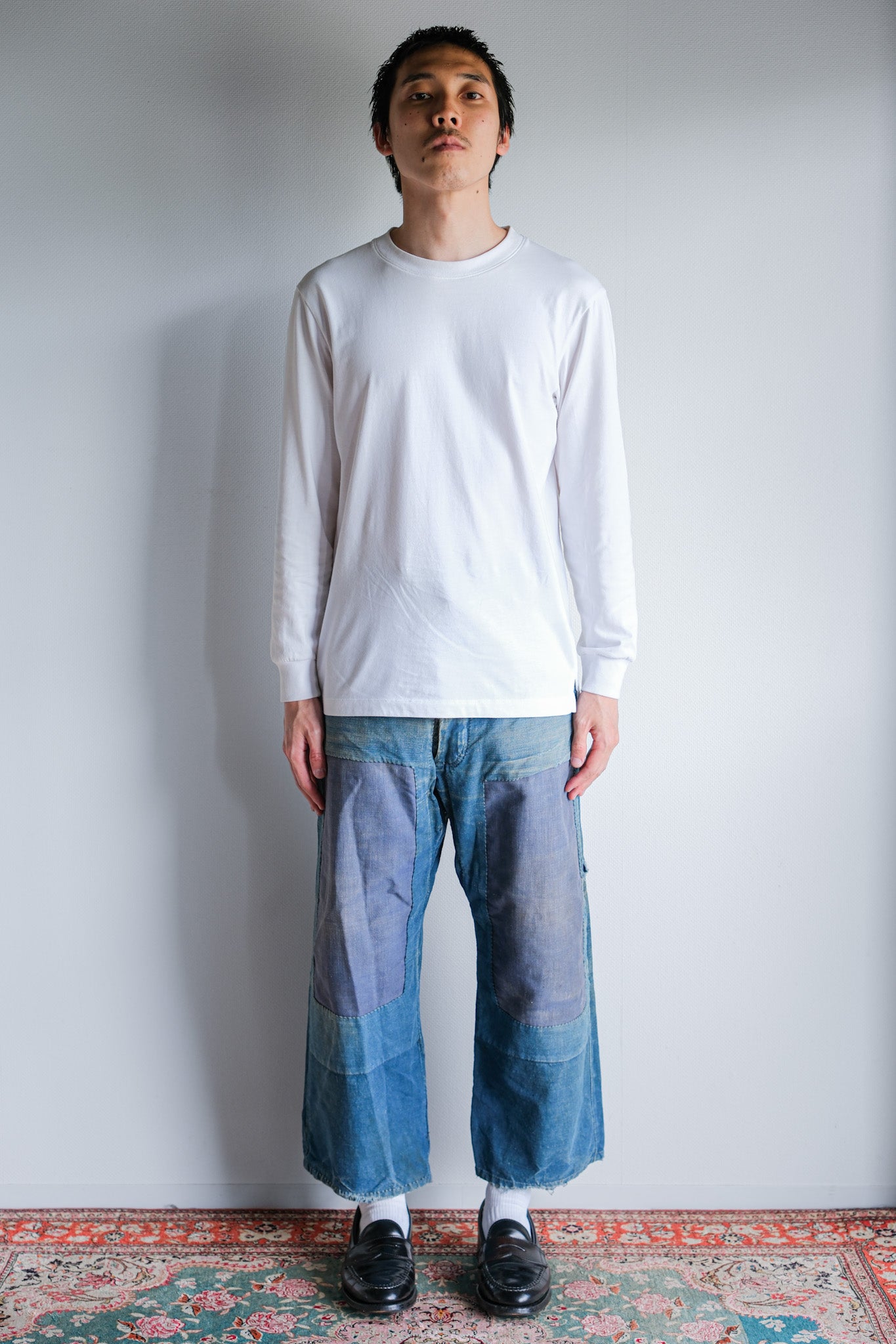 【~30's】French Vintage Indigo Metis Work Pants "Patchwork"