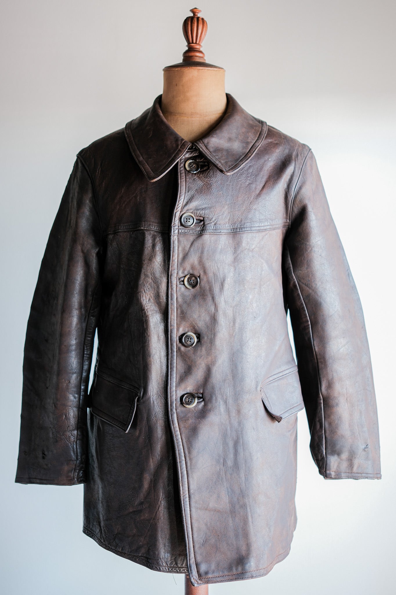 【~40's】WWⅡ French Army M35 Tank Crew Leather Jacket