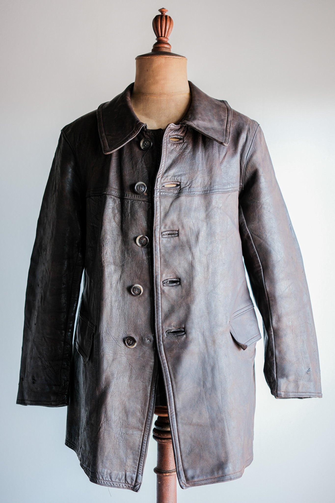 【~40's】WWⅡ French Army M35 Tank Crew Leather Jacket