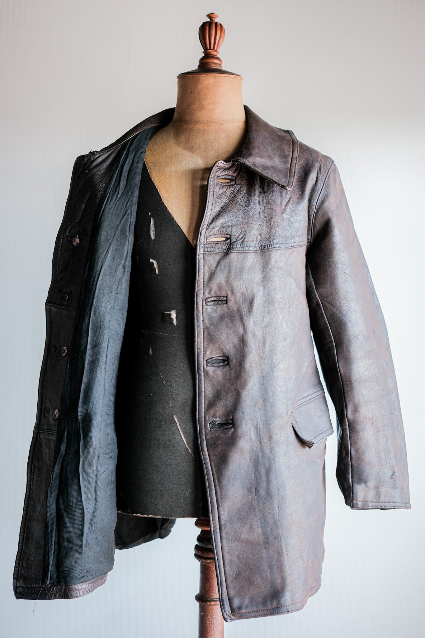【~40's】WWⅡ French Army M35 Tank Crew Leather Jacket