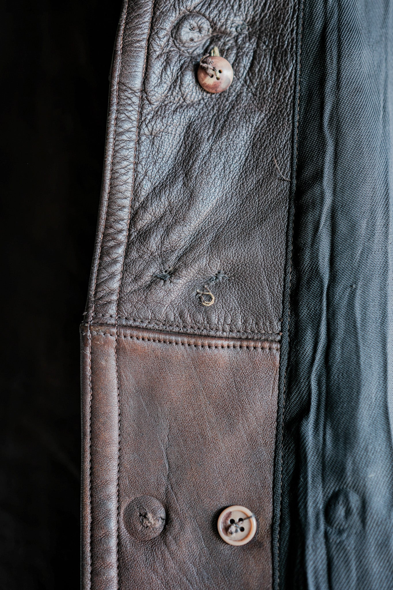 【~40's】WWⅡ French Army M35 Tank Crew Leather Jacket